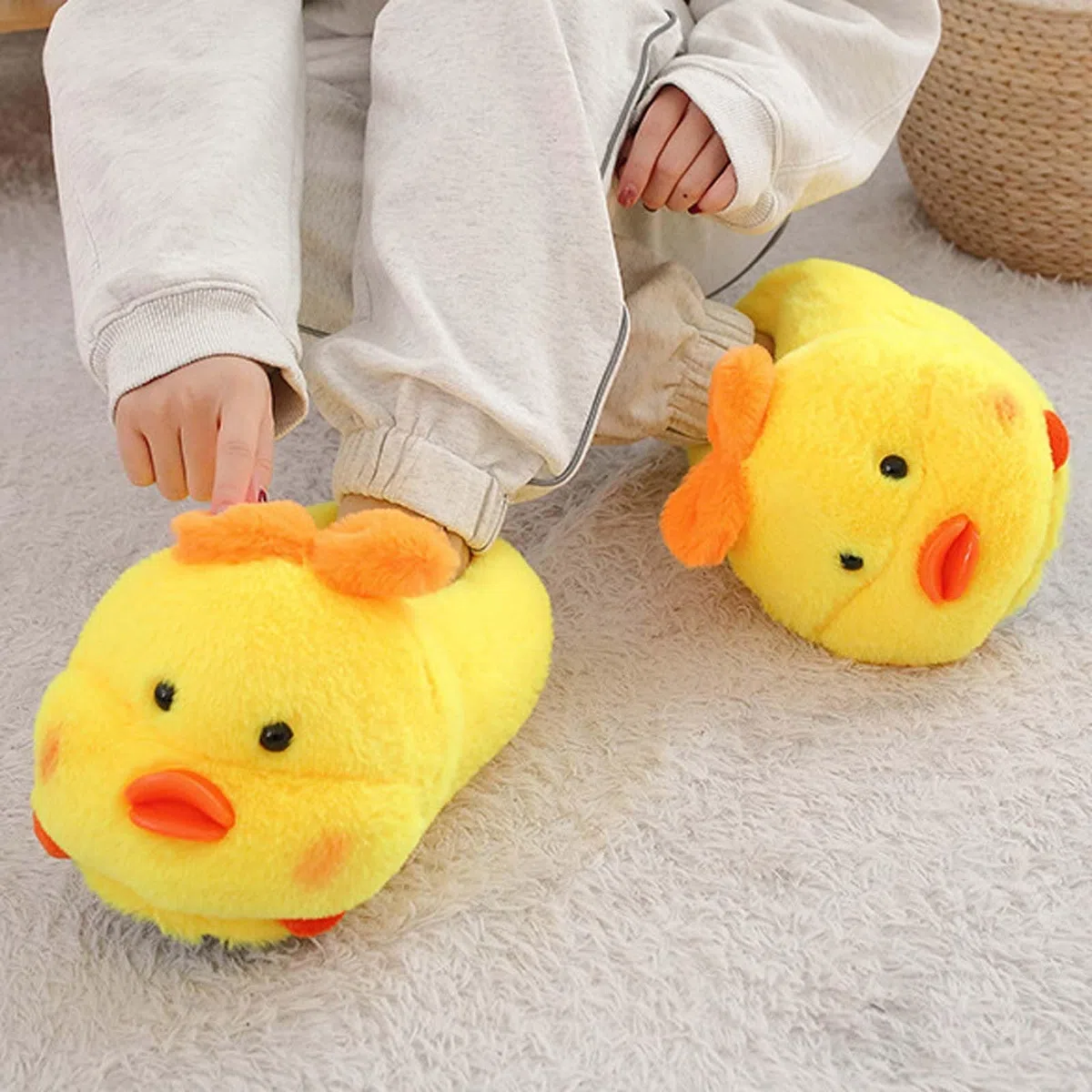 Pantuflas para mujer, diseño de animales de dibujos animados con tacones acolchados, para invierno, cálidas, para interiores