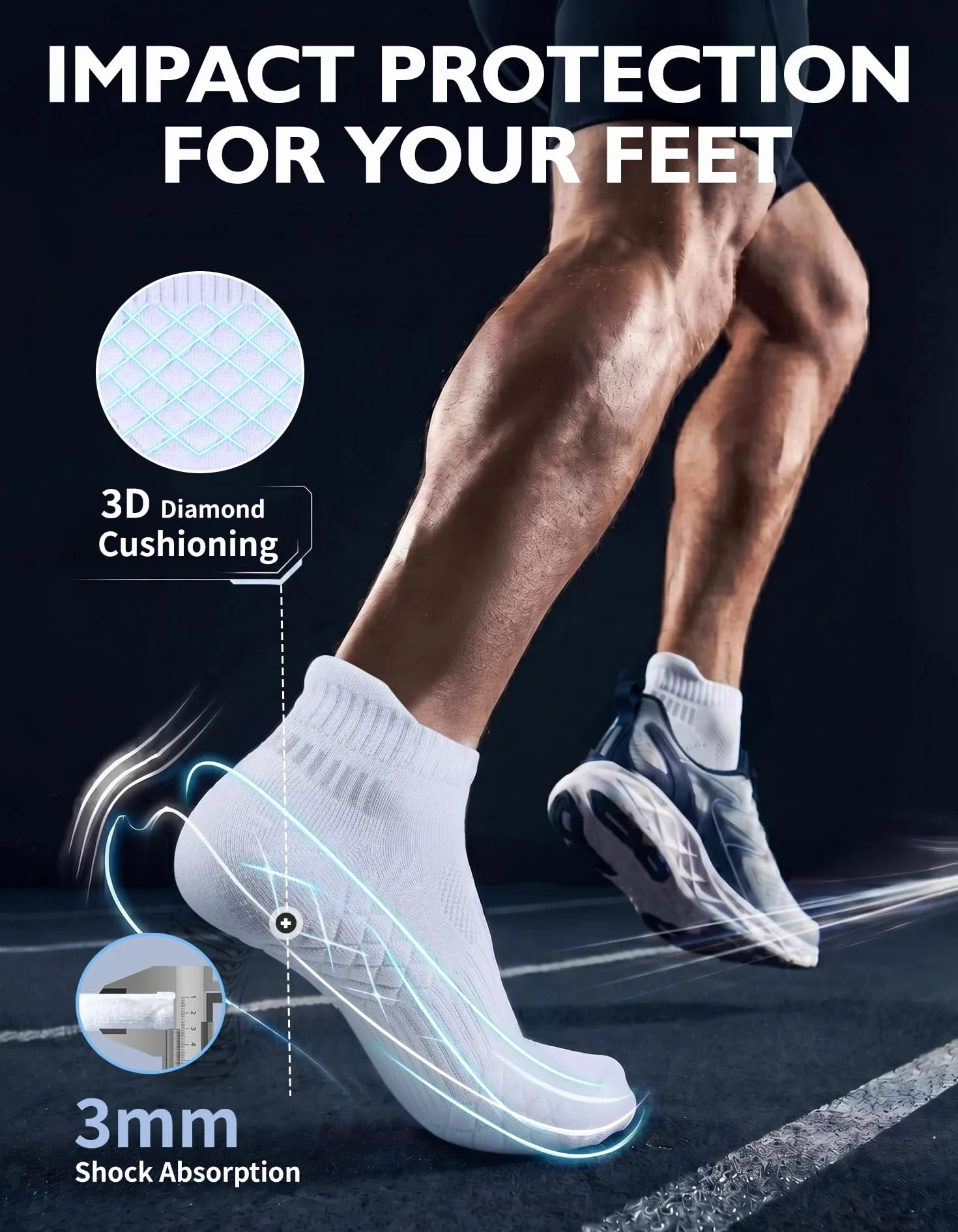 CLOSEMATE Calcetines Deporte Hombre Tobilleros Acolchados Transpirables Antiampollas Suaves Cortos Para Running Deportivos 6 Pares