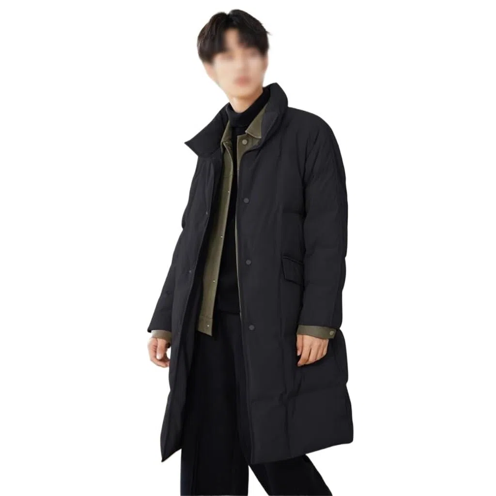 Falso Dos Chaquetas de plumón en el Estilo Largo de Invierno de los Hombres Grueso cálido Abrigo de Marea Casual Abrigo Cortavientos(XXL)
