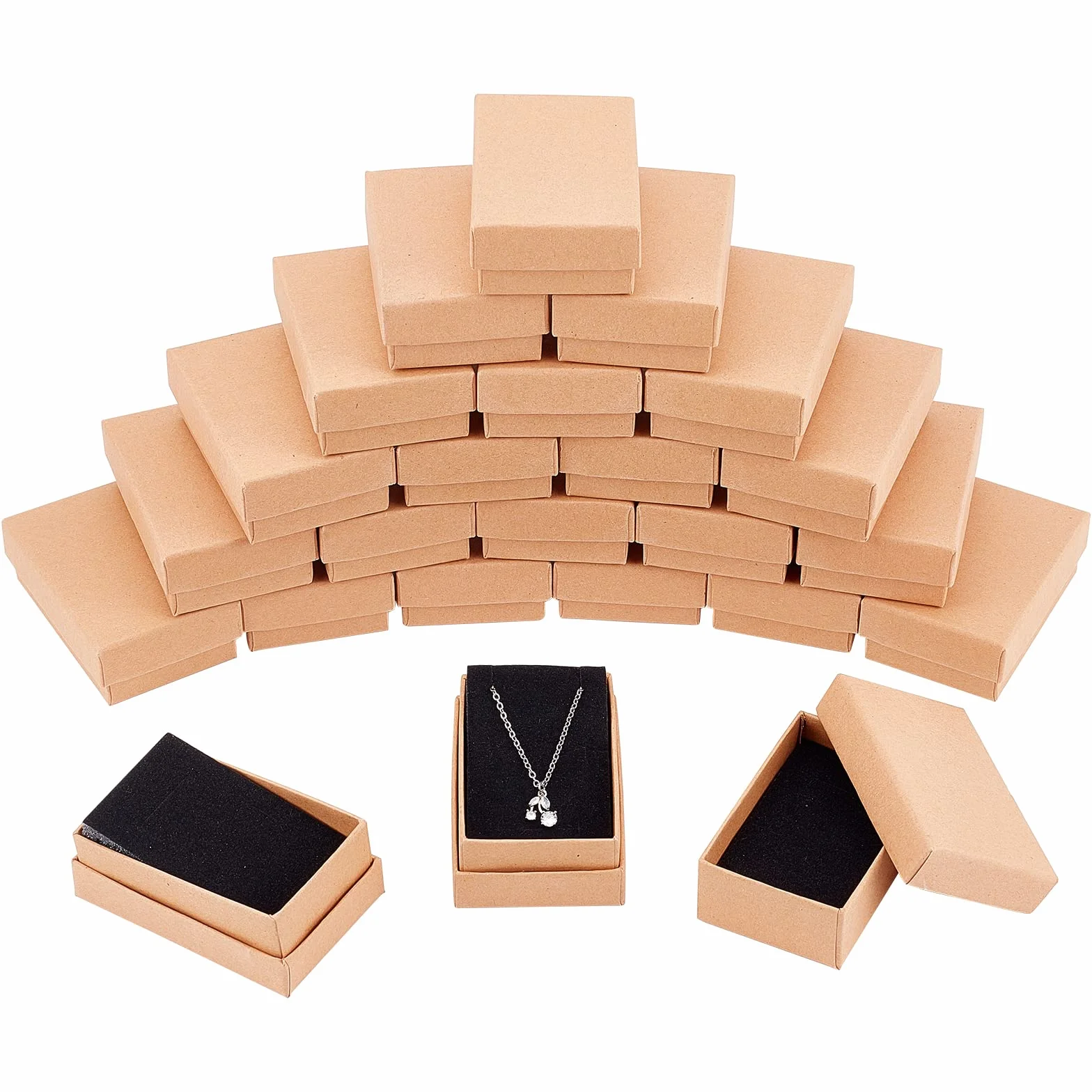 NBEADS 24 Piezas Caja de Joyas, Cajas de Cartón Kraft Cajas de Regalo para Joyas Caja para Exhibición y Empaque de Regalo de Anillo de Collar de Bricolaje, 8x5x3cm