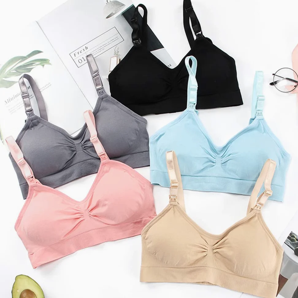 Paquete de 3 Sujetadores de Lactancia para Mujer, Sujetador de Maternidad inalámbrico sin Costuras, Sujetadores de Lactancia, Bralette, Camisola, Sujetadores para Dormir con Almohadillas extraíbles