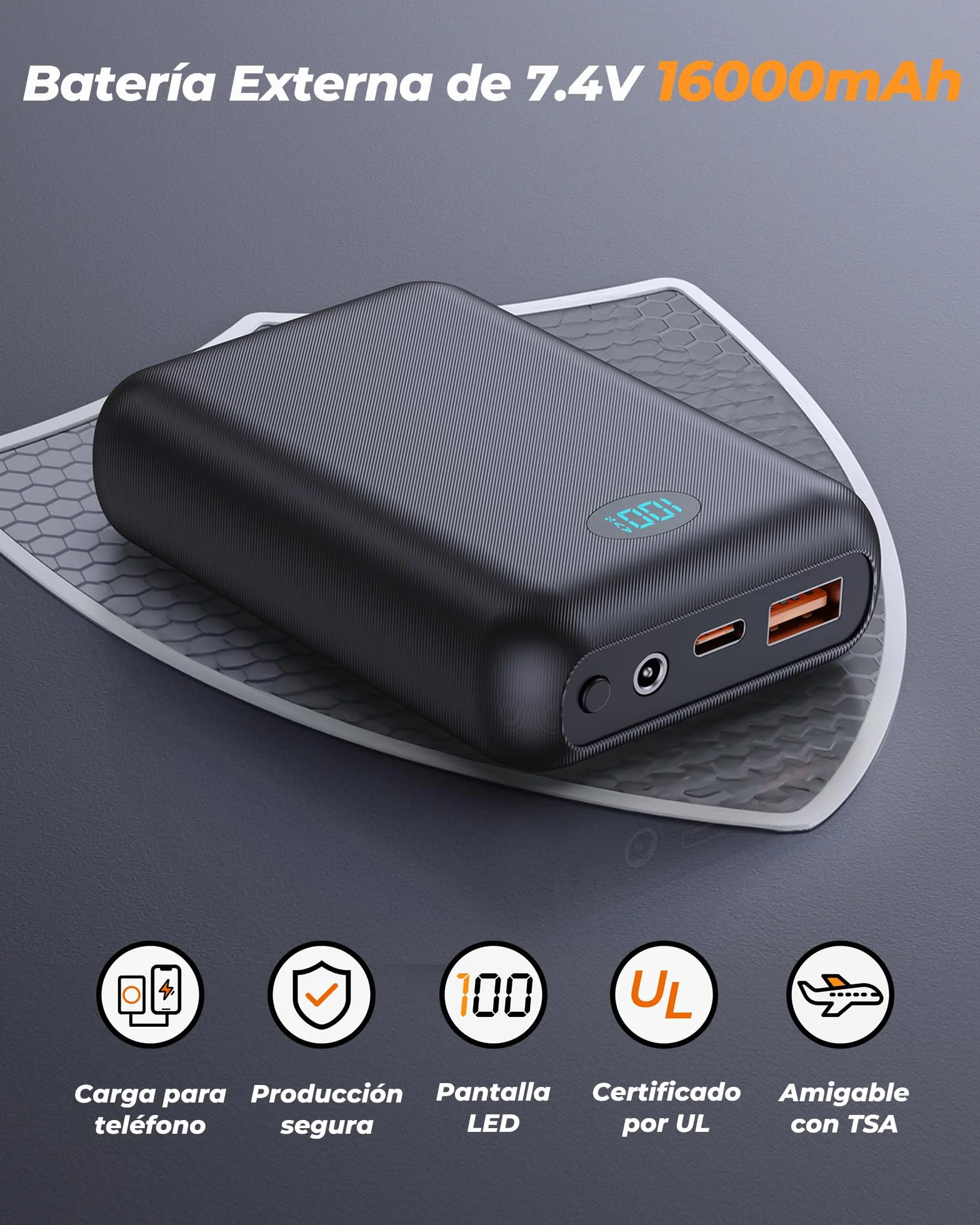 Chaleco Calefactable Mujer con Batería 16000mAh 7.4V, 9 Áreas de Calefacción, 3 Niveles de Temperatura Ajustables