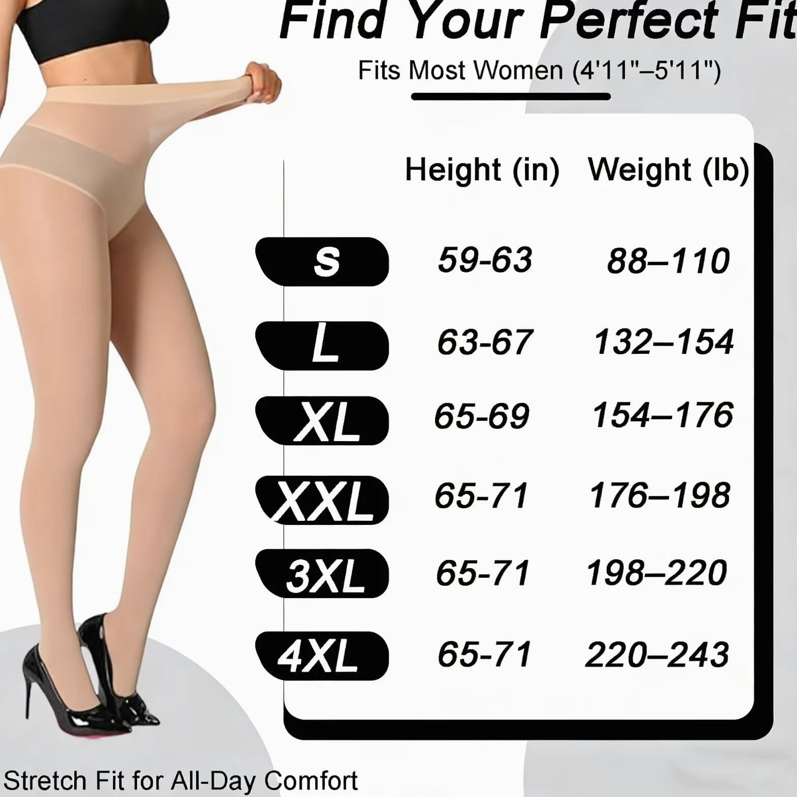 Medias transparentes para mujer, 20D ultrafinas, con control de abdomen, de nailon y elastano suave, en color negro nude, varios paquetes, tallas S–4XL