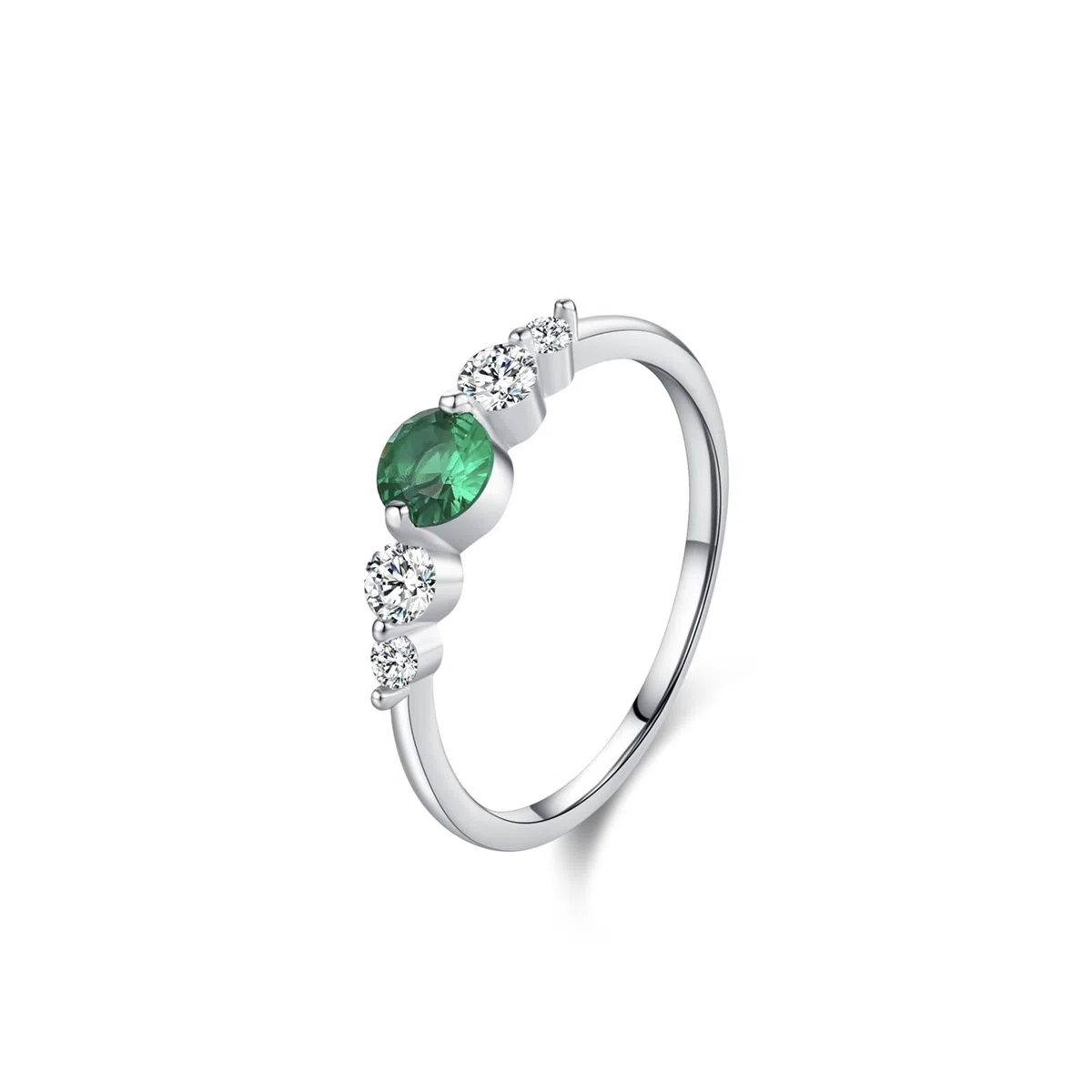Anillo de boda de oro real con esmeralda creada de 0,3 ct, anillo de boda de oro blanco, elegante anillo de compromiso para mujer