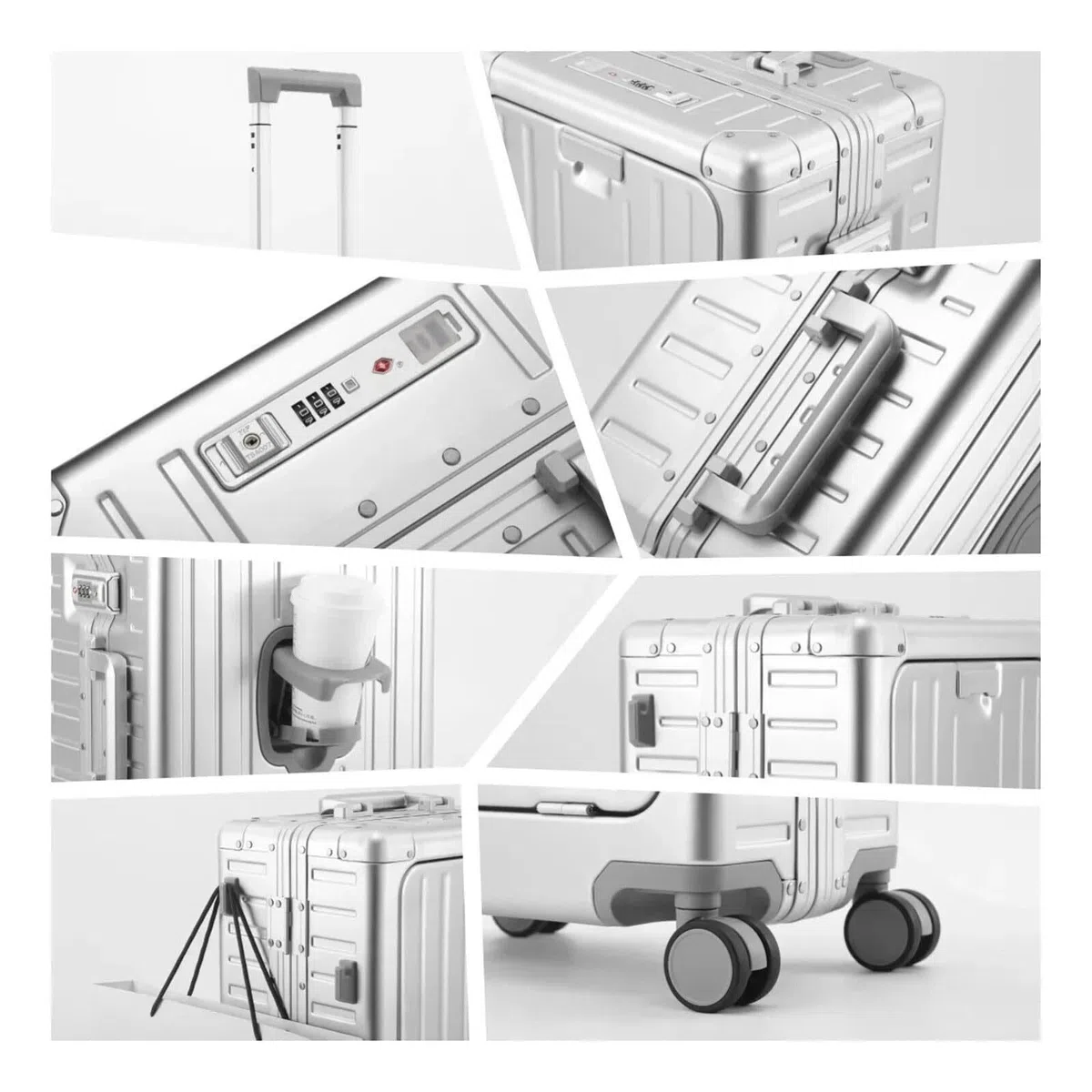 Maleta de aluminio y magnesio de 60 cm, con conector USB, apertura frontal, medio, 20Inches 500mm, Clásico