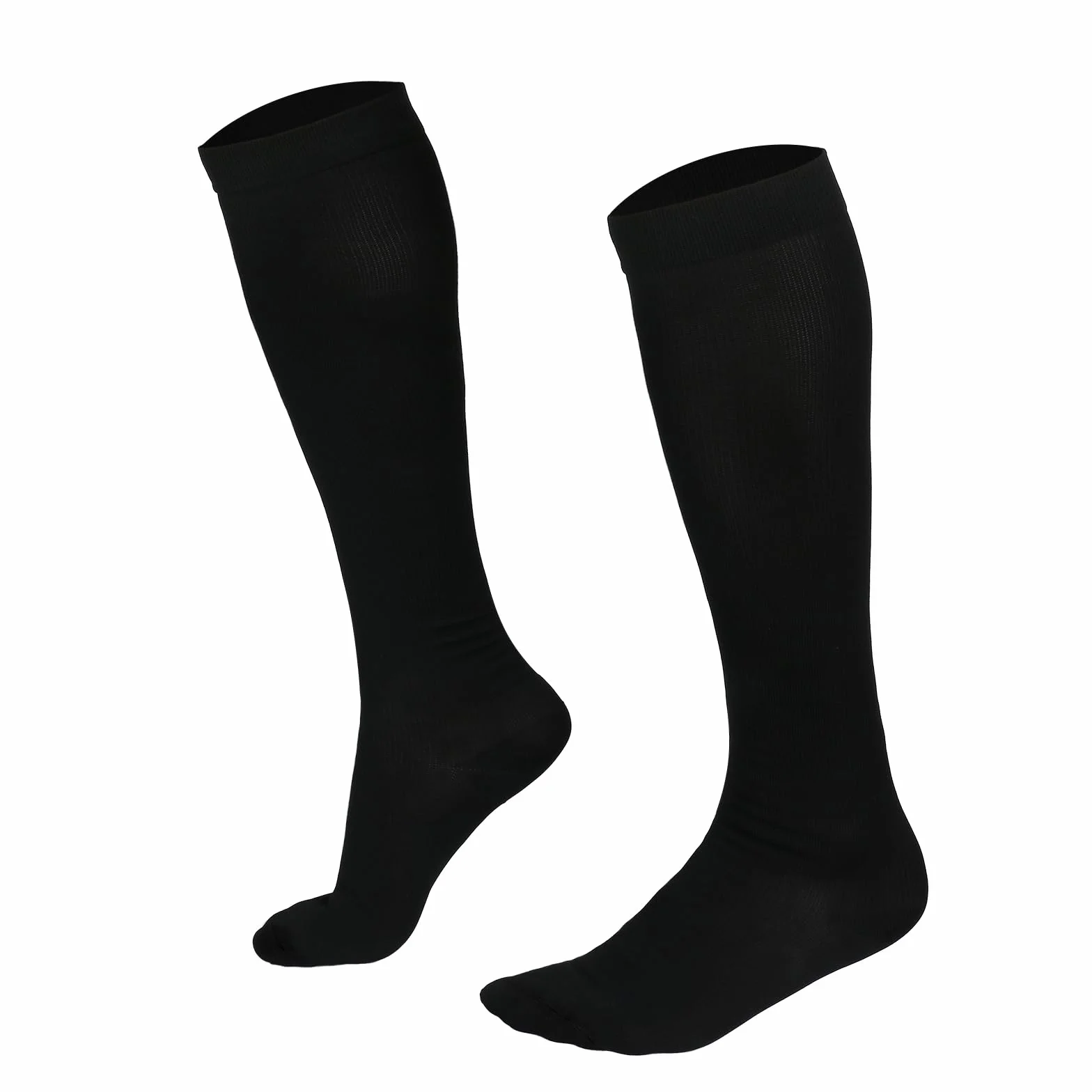 Medias de Compresión Deportivas Talla EU 40-45, Calcetines de Compresión Negros 15-25 mmHg para Vuelos, Correr y Viajes