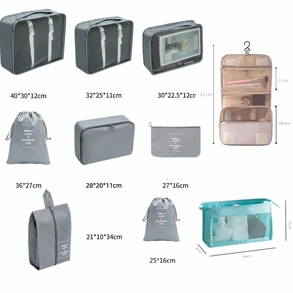 Organizador de maletas, ligero, equipaje de mano, bolsa de compresión parcial, organizador de maletas, juego con Ompression impermeable, bolsa de cosméticos, juego de bolsas de ropa