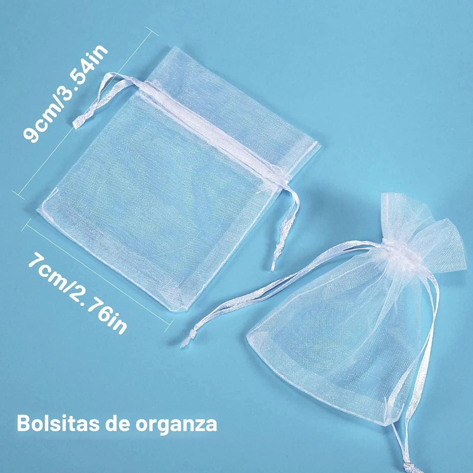 Carehabi 100 bolsas de regalo de organza color blanco 7 x 9 cm