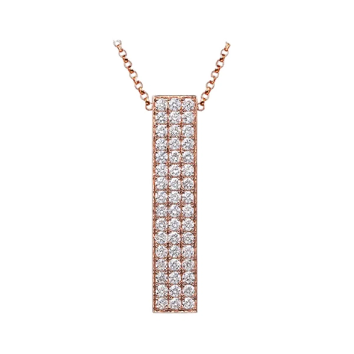 Collar de eslabones de cadena para mujer, collar rectangular con diamante creado en forma redonda, oro rosa de 9 quilates, 14 y 18 quilates