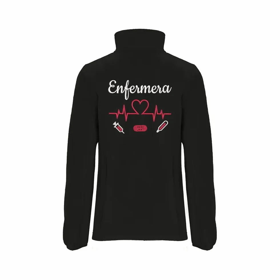 Forro Polar Bordado Mujer Personalizado LÍNEA DE Vida-CORAZÓN Cremallera Bolsillos