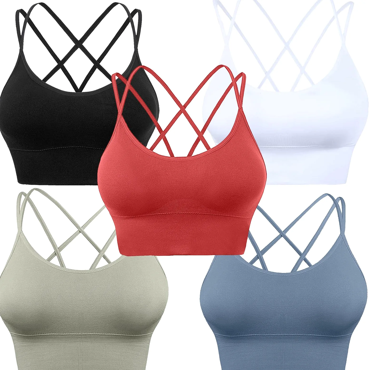HANERDUN Sujetador Deportivo para Mujer Cómodos Tirantes Finos con Almohadillas Extraíbles para Yoga, Gimnasio Correr