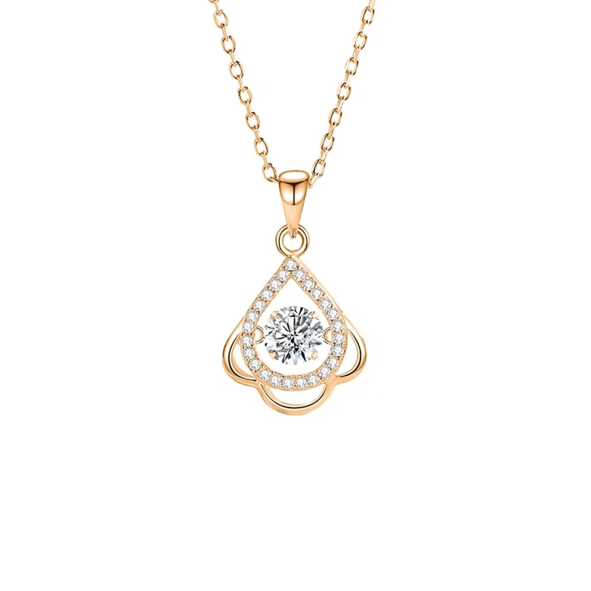 Collar de oro blanco de 9K/14K/18K con colgante para mujer, gota de agua hueca con topacio y moissanita de 0,75 quilates, collar de plata azul claro para compromiso