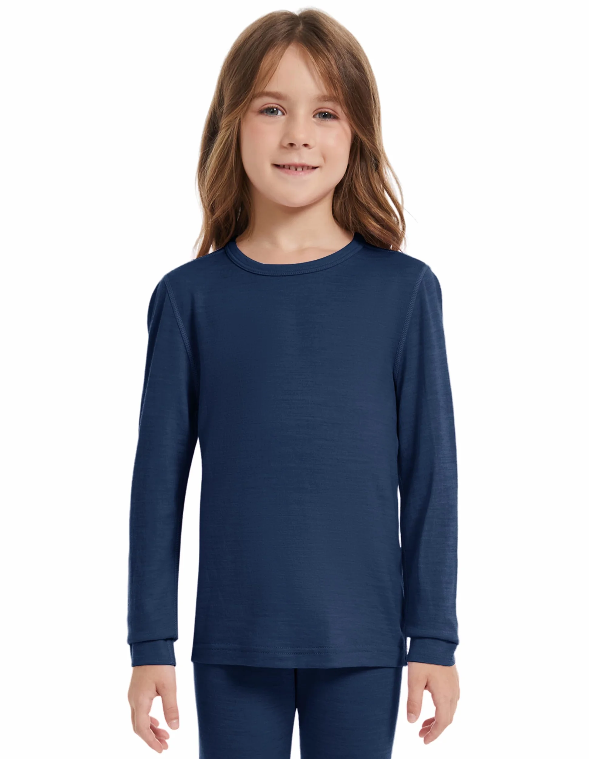 Camiseta interior térmica ligera unisex de lana merino 100 % para niños