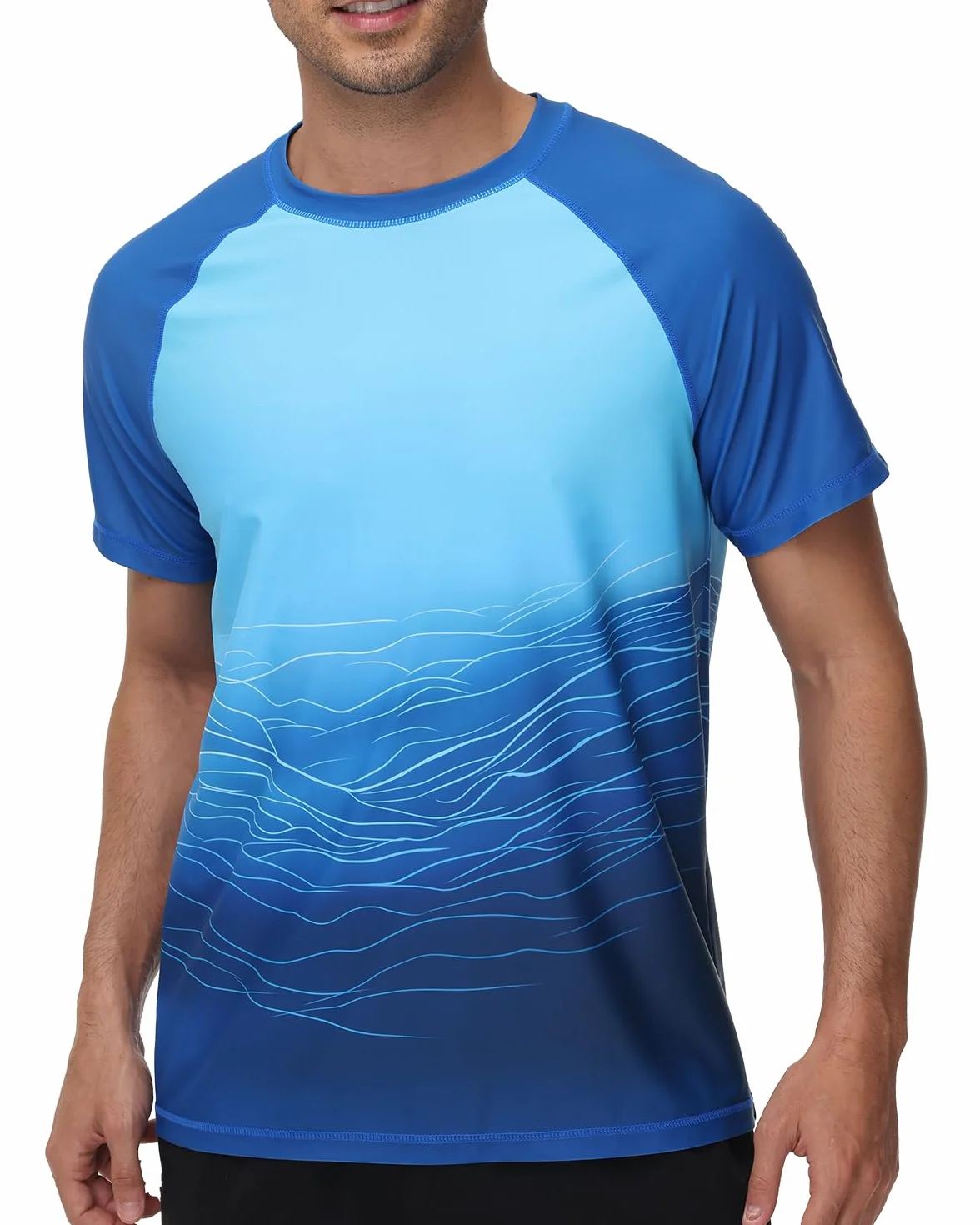 VAYAGER Camiseta de natación de manga corta para hombre, protección solar UPF 50+, de secado rápido, para agua, playa, protección solar