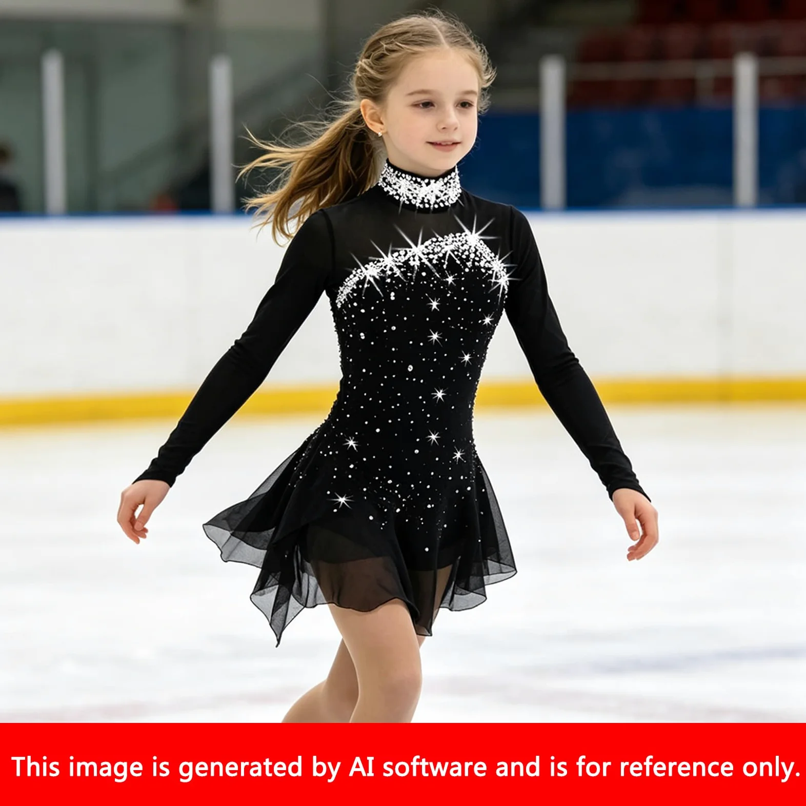 LIUHUO Vestido de patinaje artístico para niñas y mujeres, hecho a mano, con cristales de calidad, manga larga, transpirable
