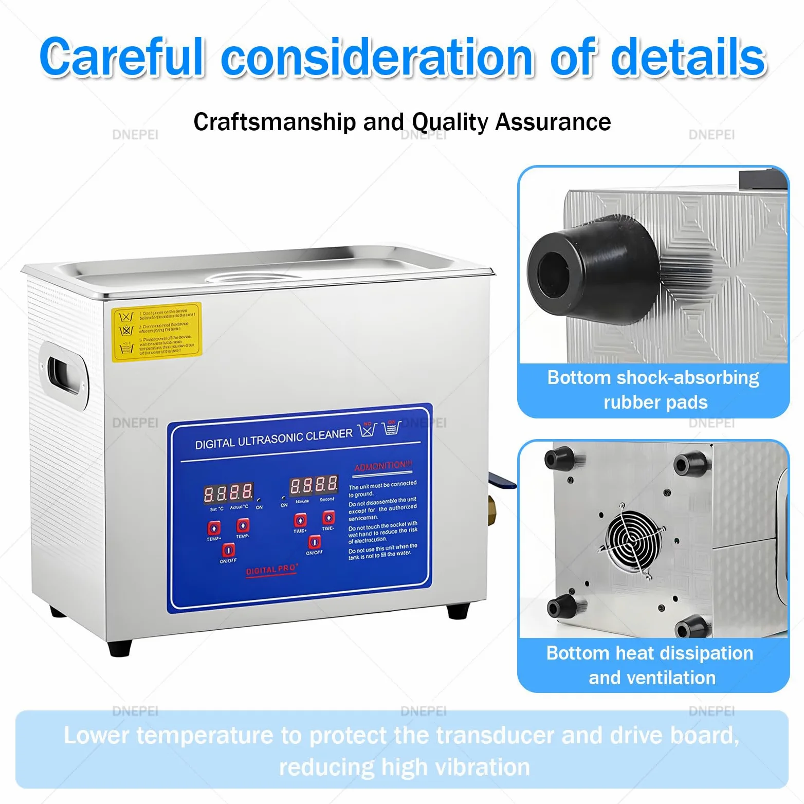 Máquina limpiadora ultrasónica con calefacción de 15 L - Temporizador digital profesional, tanque de acero inoxidable, 40 kHz para joyería, relojes, placas de circuitos, volumen de 22 L, solució