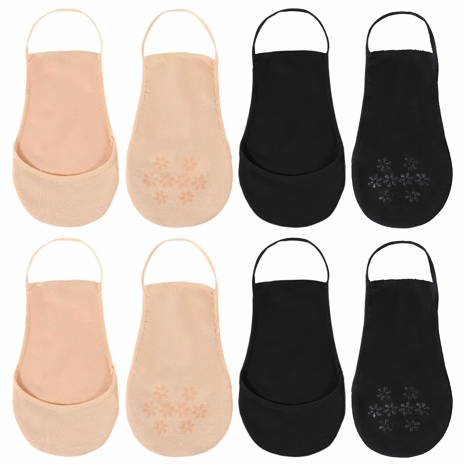 4 pares de calcetines acolchados para mujer, con forro de corte bajo, antideslizantes, para tacones, zapatos de vestir