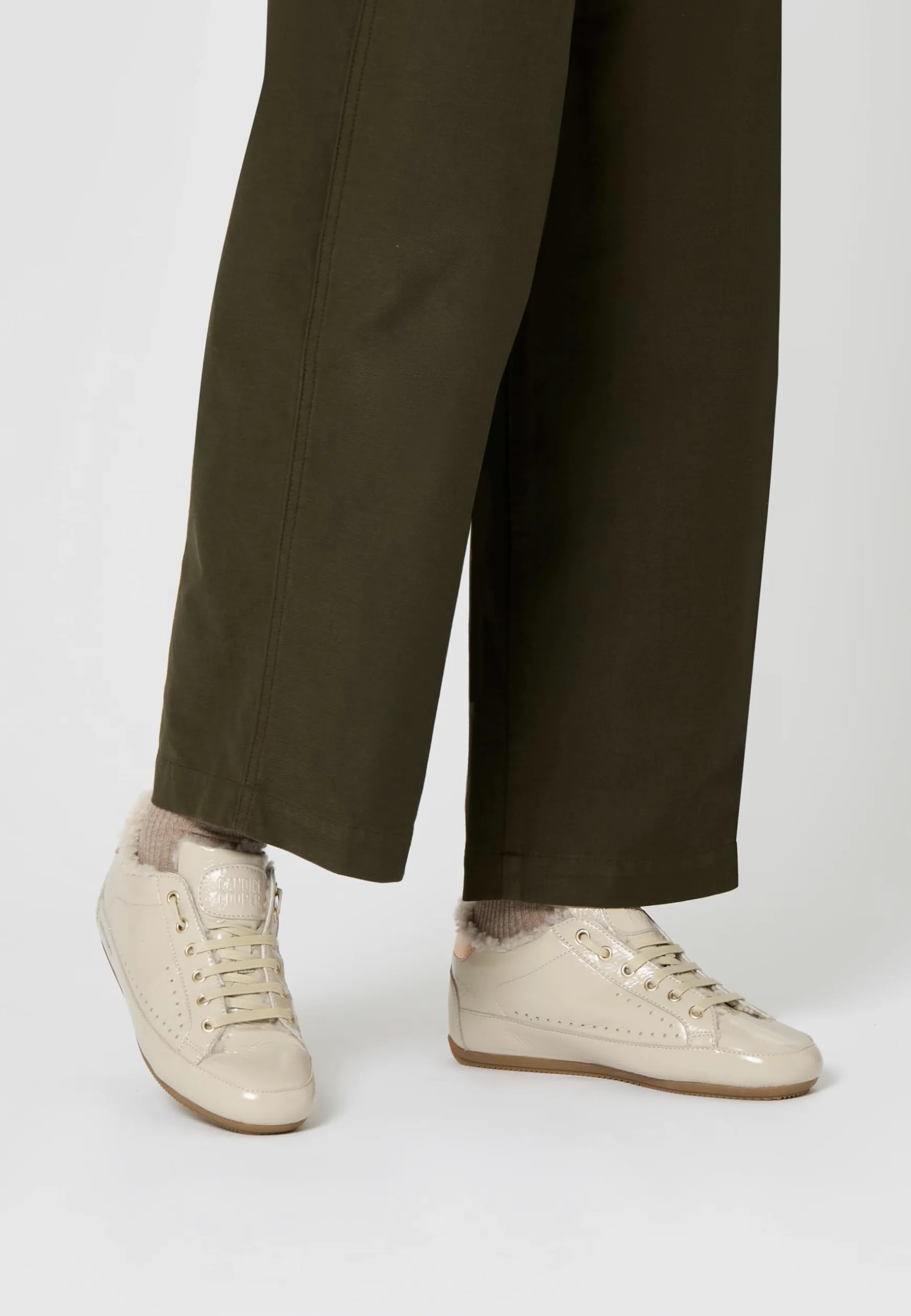 Candice Cooper Dafne Fur Crackled Patent Leather Ecru' Oxford planoMujer
