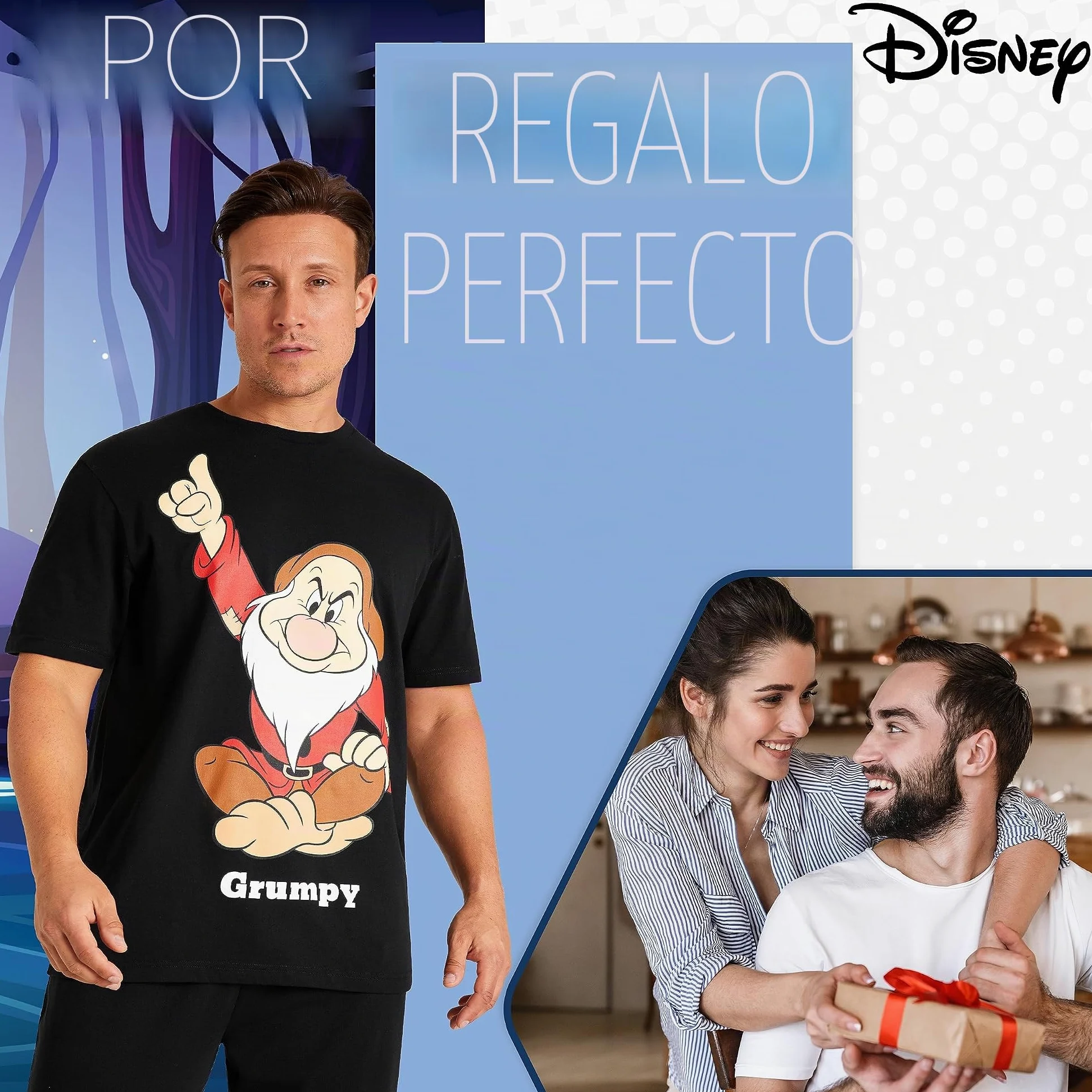 Disney Pijama Hombre Divertido Conjunto Pijama 2 Piezas Tallas M-3XL Pato Donald Enano Gruñon Jack Skellington