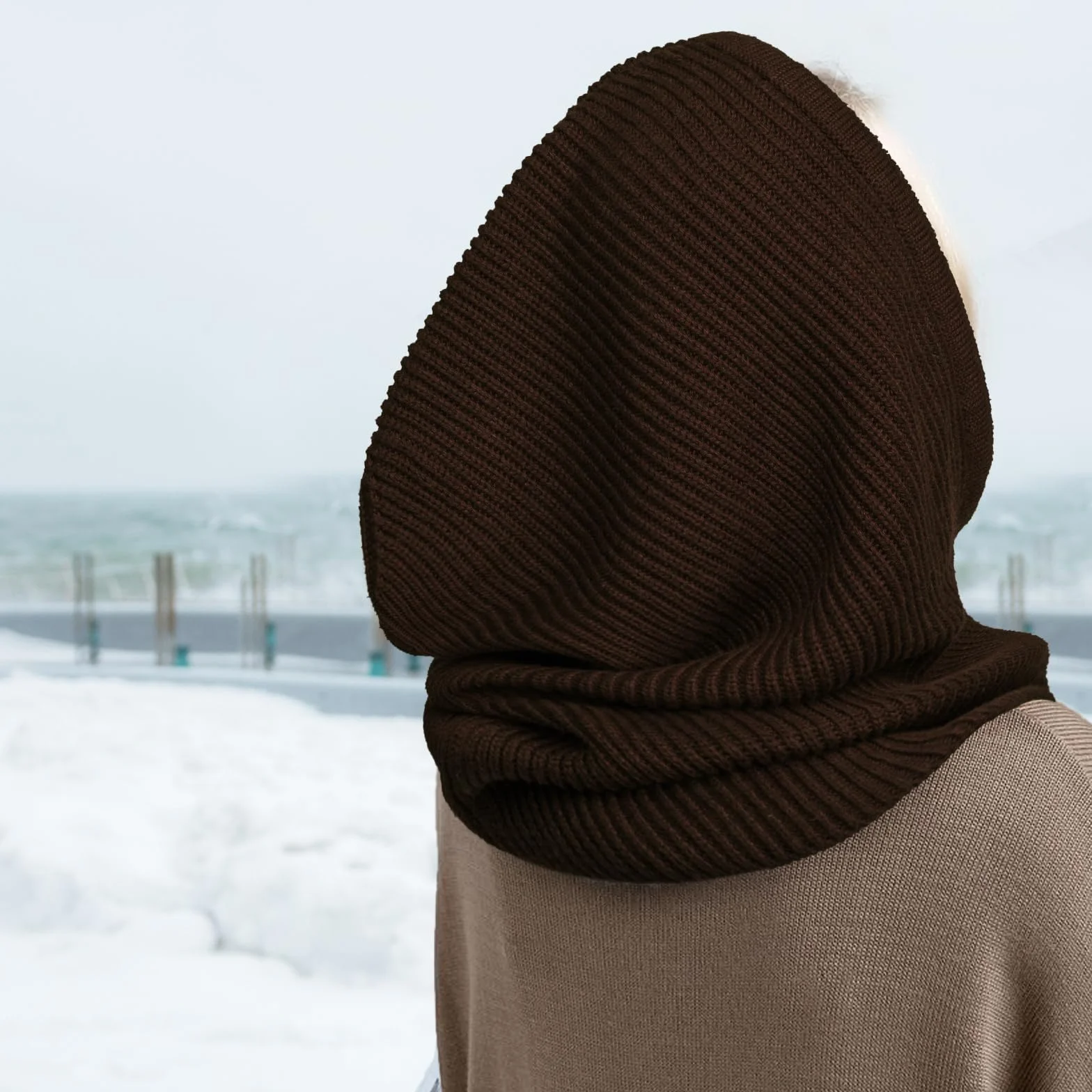DRESHOW Sombreros de Invierno para Las Mujeres Pasamontañas de Punto Beanie Skull Cap Con Cordón Cálido Sombrero con Capucha Bufanda