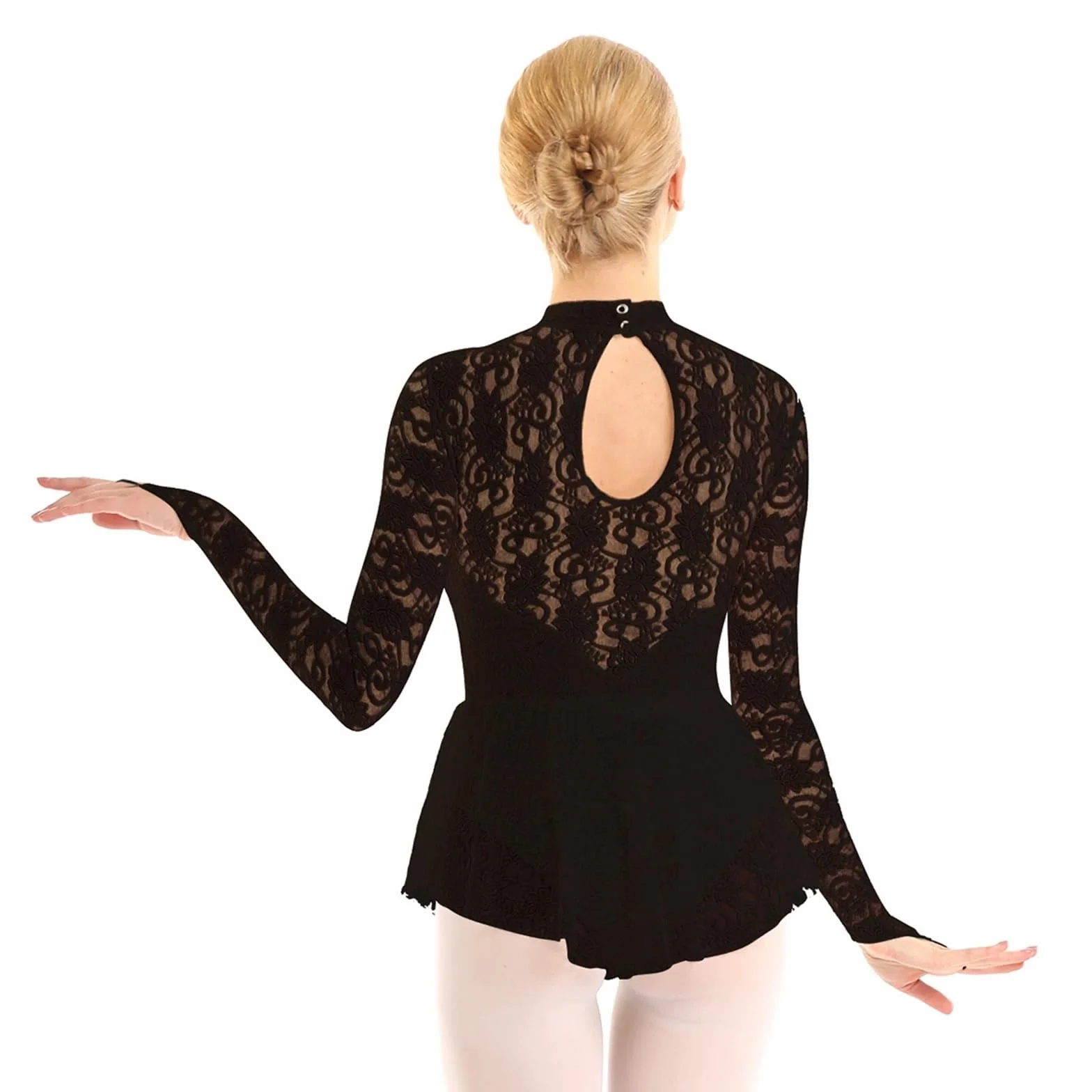 Maillot Ballet Mujer Maillot de ballet y gimnasia for mujer adulta, vestido de danza contemporánea, mallas de manga larga con encaje for patinaje artístico