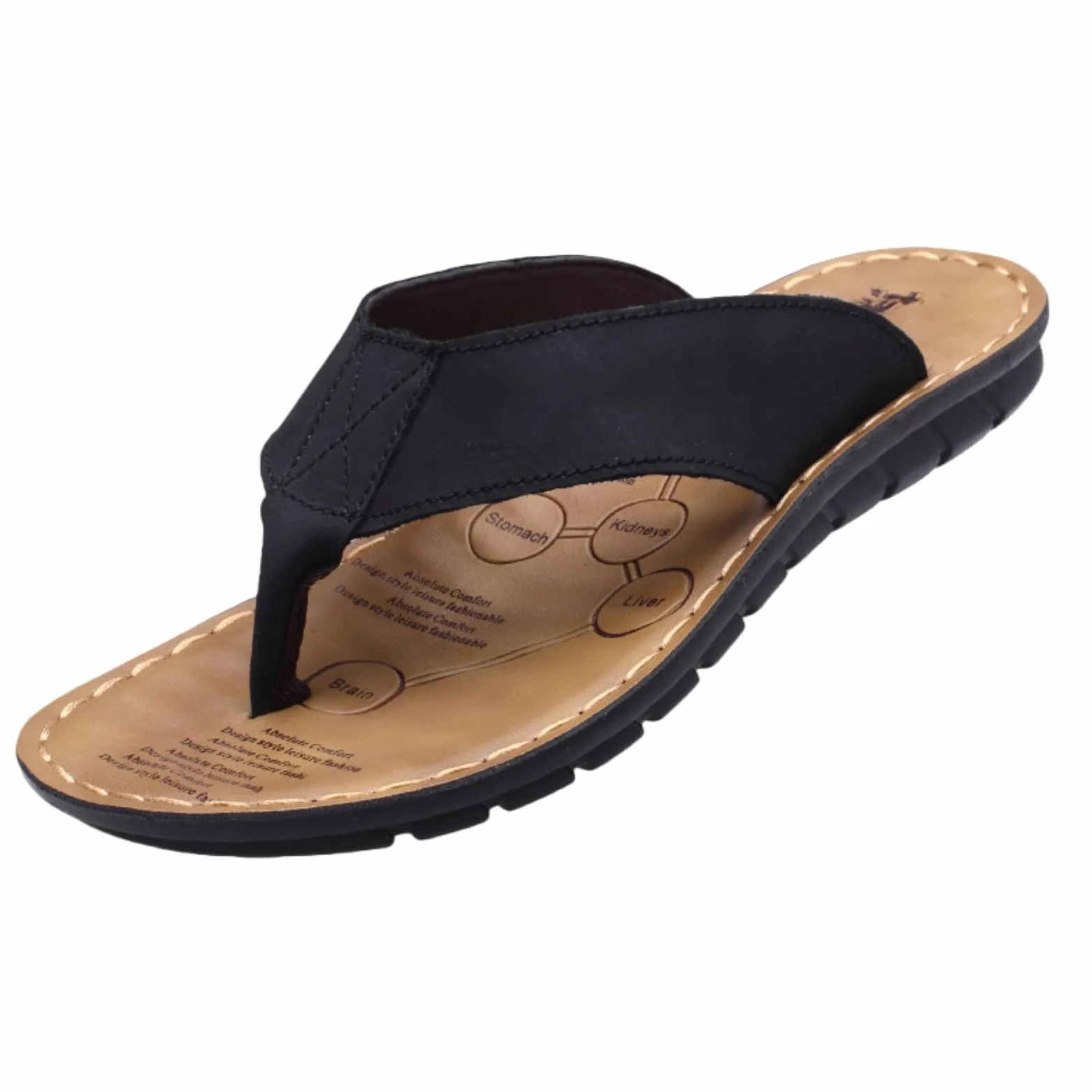 Chanclas Hombres Marrón Cosidos Reflexología Cama De Pie Antideslizante Casual Verano Sandalias Playa-Black-8