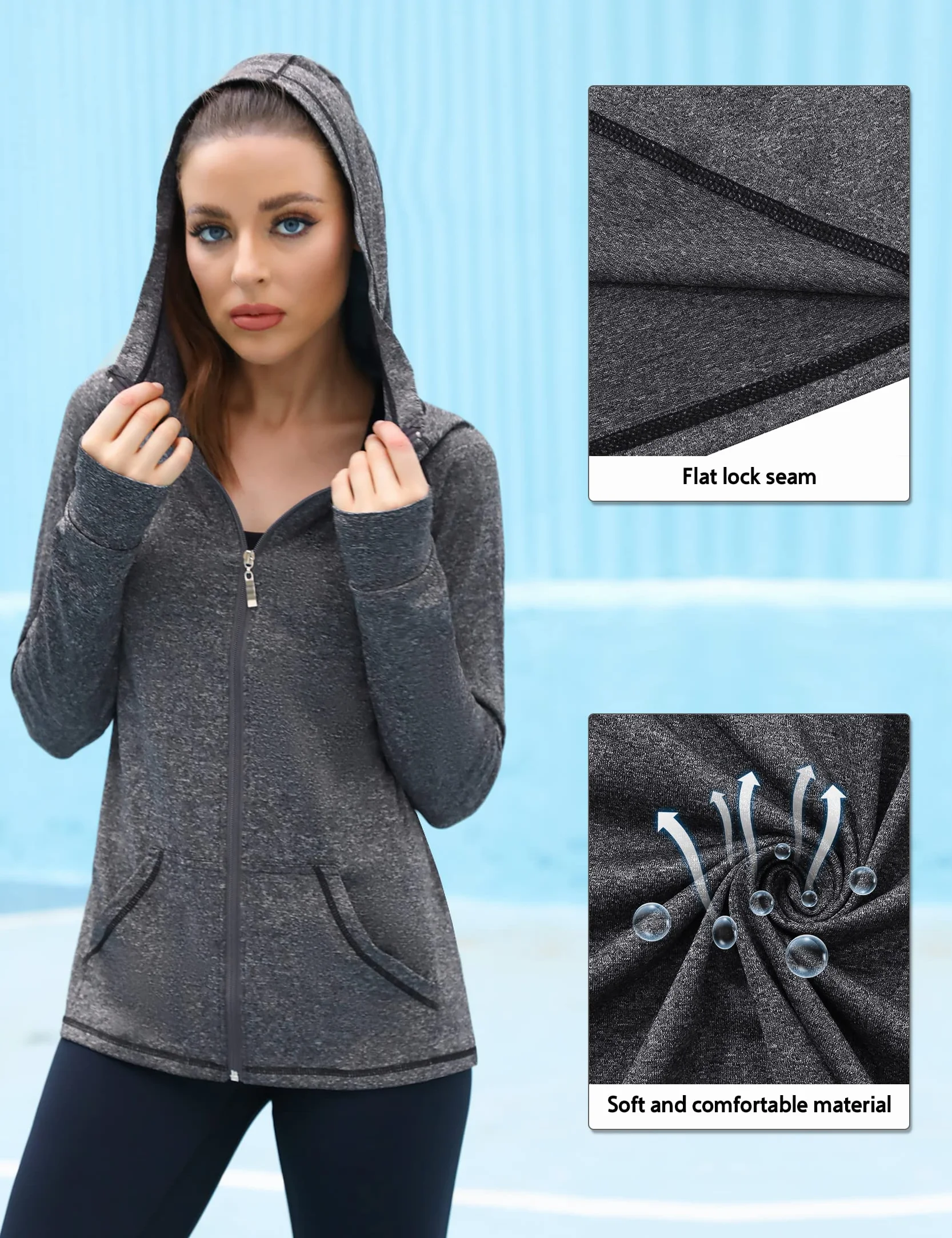 Sykooria Damen Laufjacke Voll Reißverschluss Sportjacke sudadera bebe Mujer