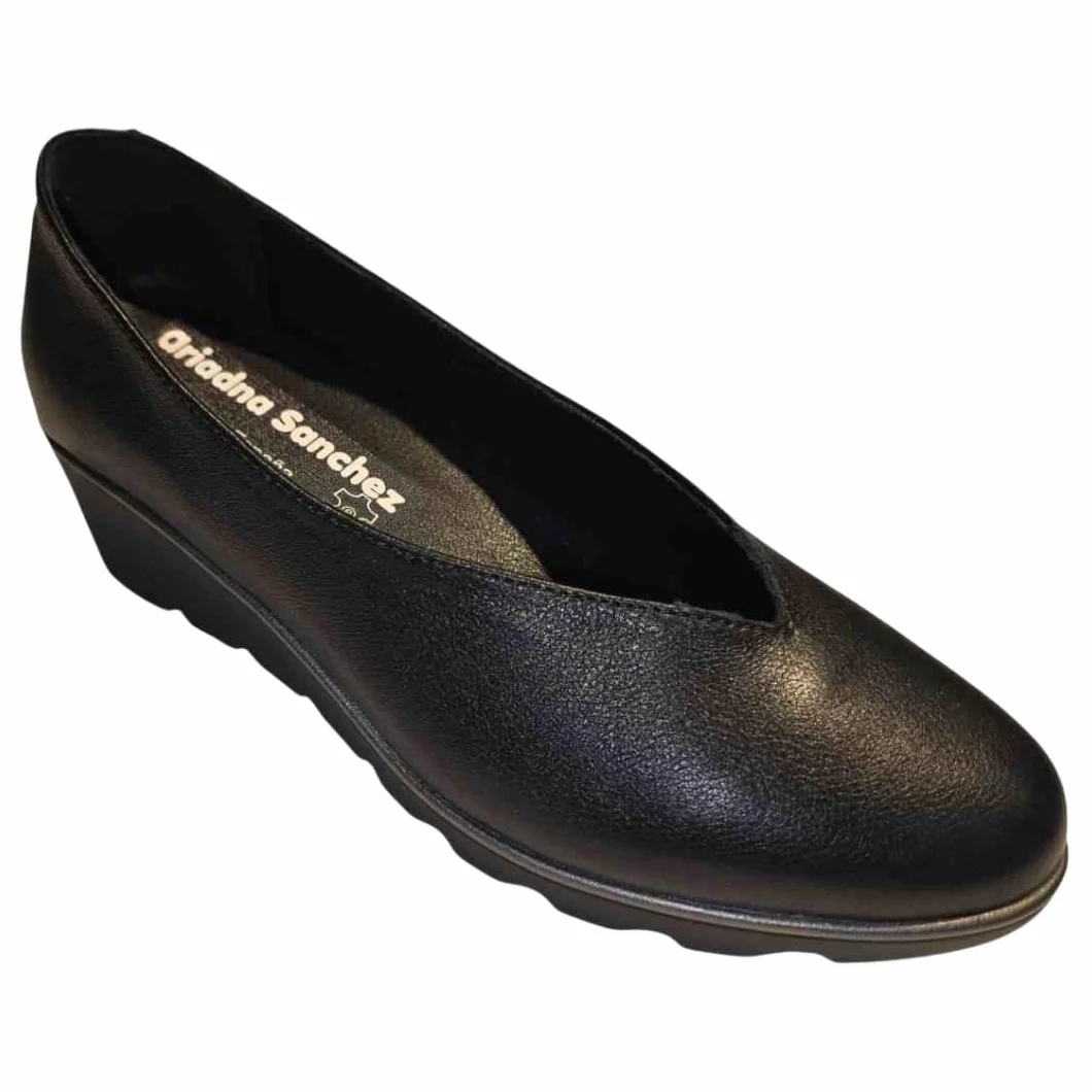 Zapatos Salón Mujer Vesta Cuña Plataforma, Cómodos, Azafatas, Trabajo. Calzado de Piel Fabricados en España Cuña Media 5cm