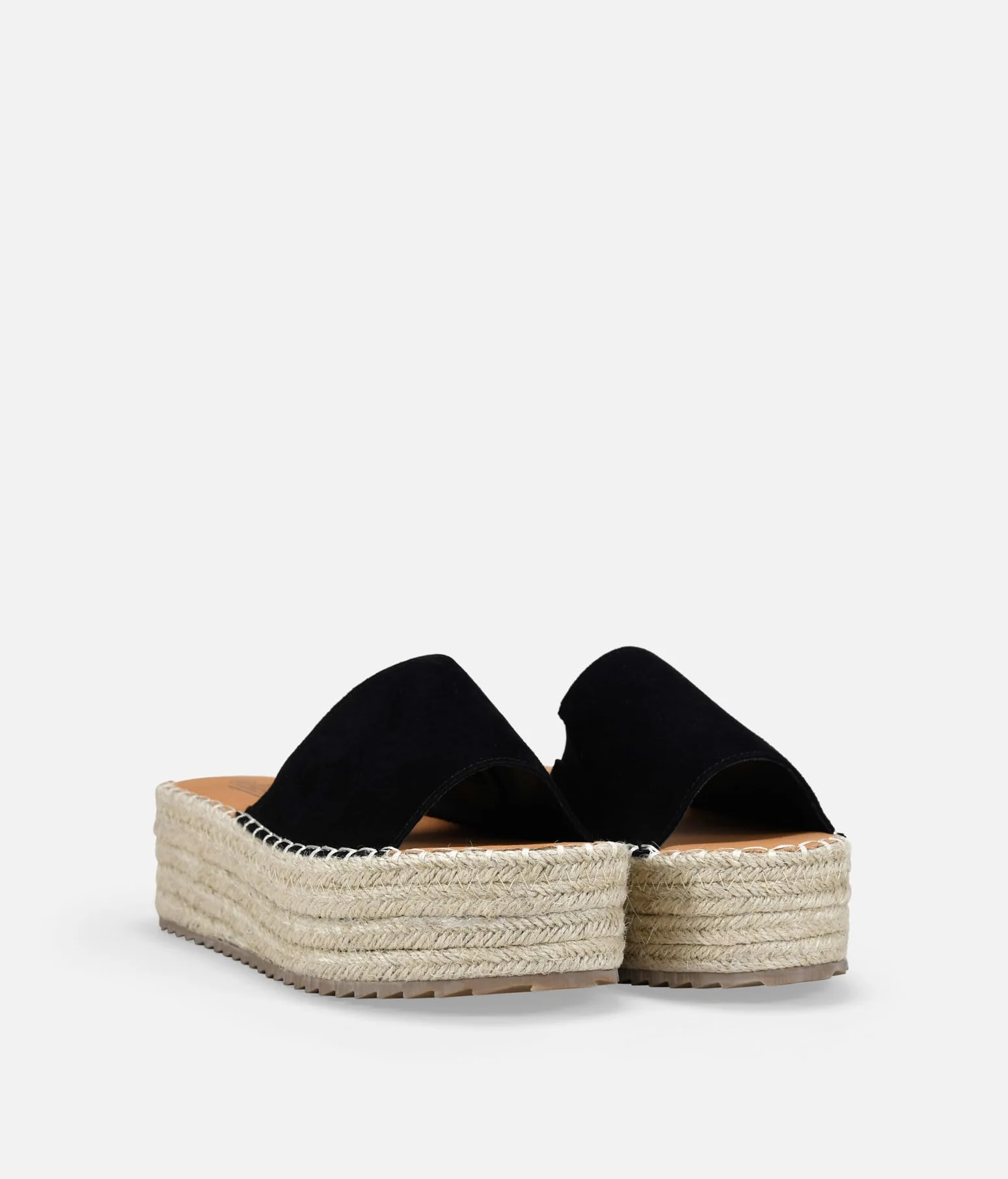 BOSANOVA Sandalias Estilo Pala para Mujer en Piel rectificada con una Tira Ancha al Empeine y Suela de Plataforma con Esparto. Sin Cierre. Calzado para Mujer