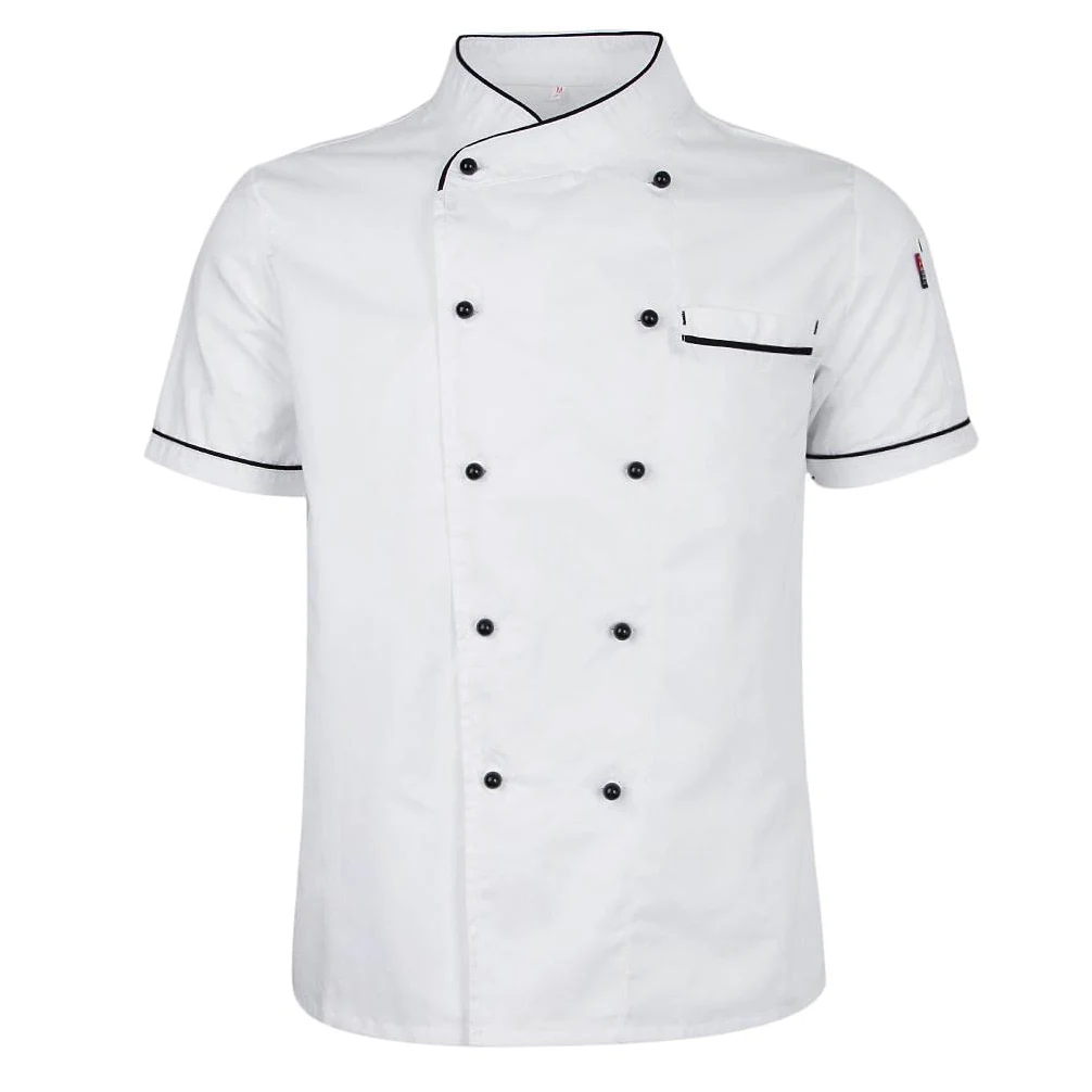 misppro - chamarra de manga corta negra para servicio de cocina, panadería, hotel, uniforme de trabajo, mezcla de poliéster, talla 2XL, Varios colores, Uno-Talla, Varios colores, Uno-Talla