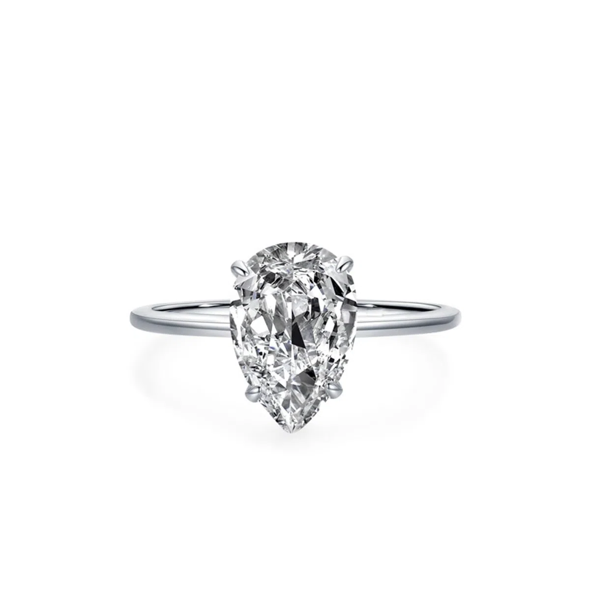 Anillos apilables, anillo de compromiso único con moissanita en forma de pera de 3 quilates para mujer