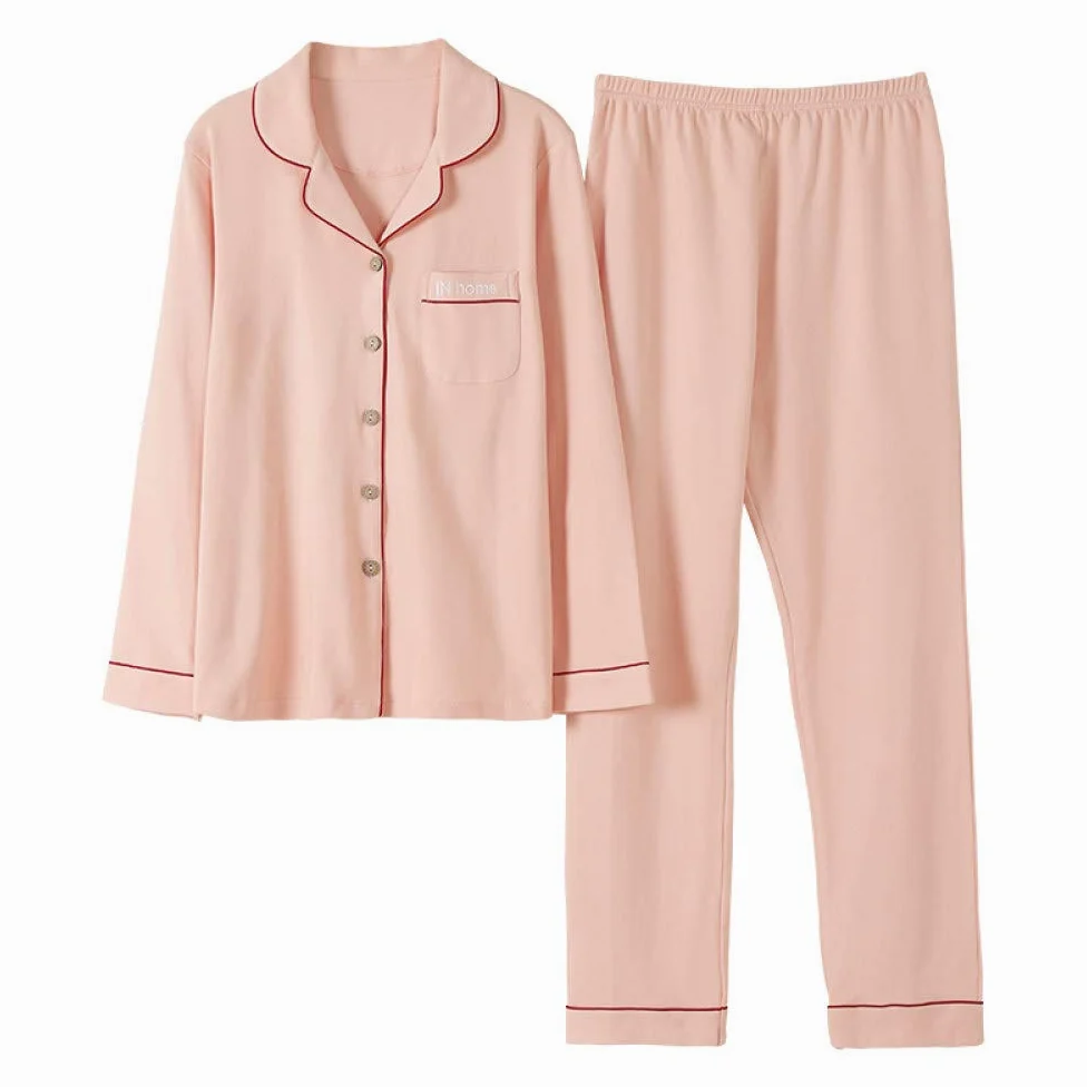 Conjunto De Pijamas De Mujer,Algodón Suave Y Acogedor Conjunto De Pijamas De Color Sólido Con Botones Pjs Top & Bottoms Ropa De Dormir Informal De Manga Larga Ropa De Dormir Ropa De Dormir Para Tod