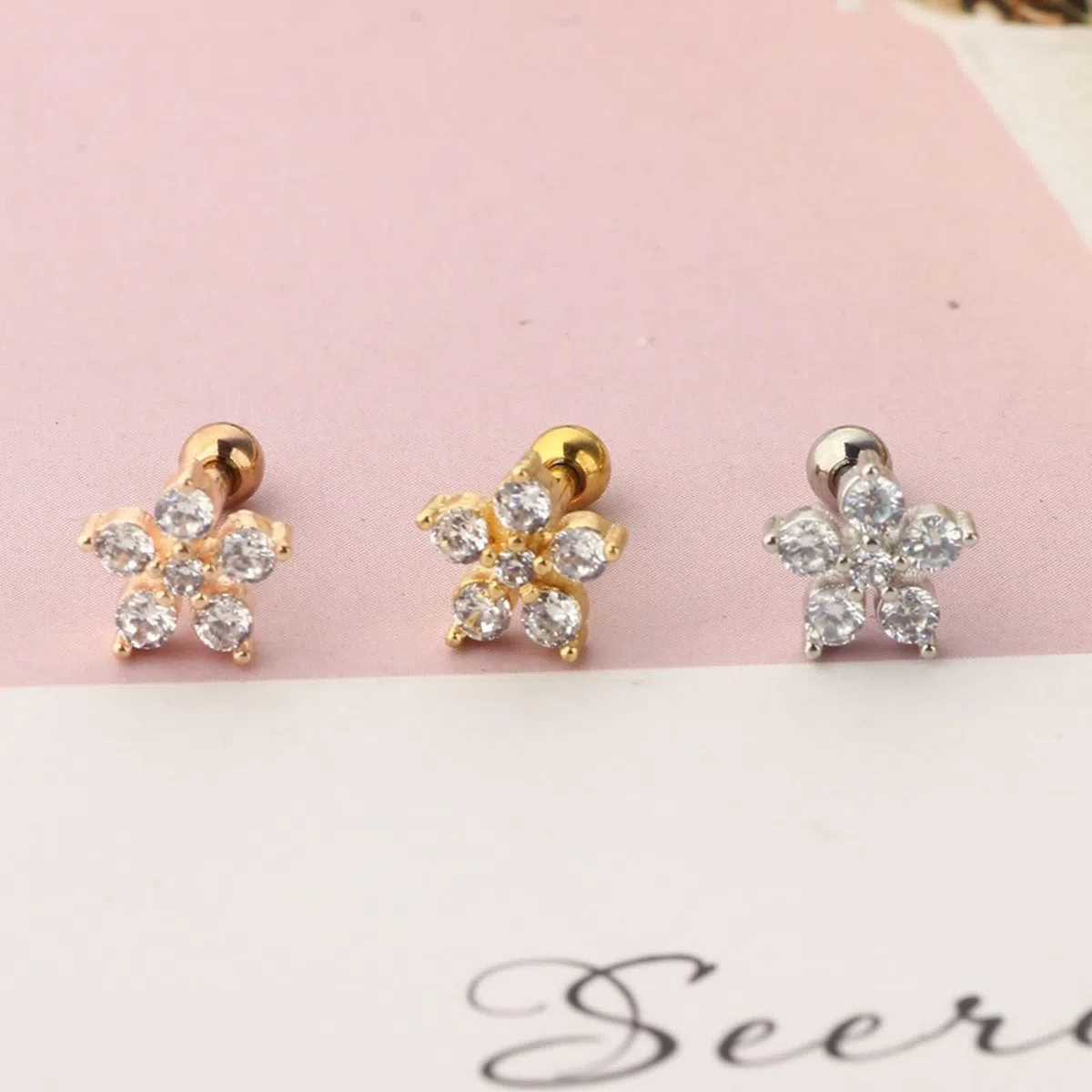 Pendientes de oro real 750, para mujer, diseño de flor con moissanita, pendientes de boda para mujer, oro amarillo
