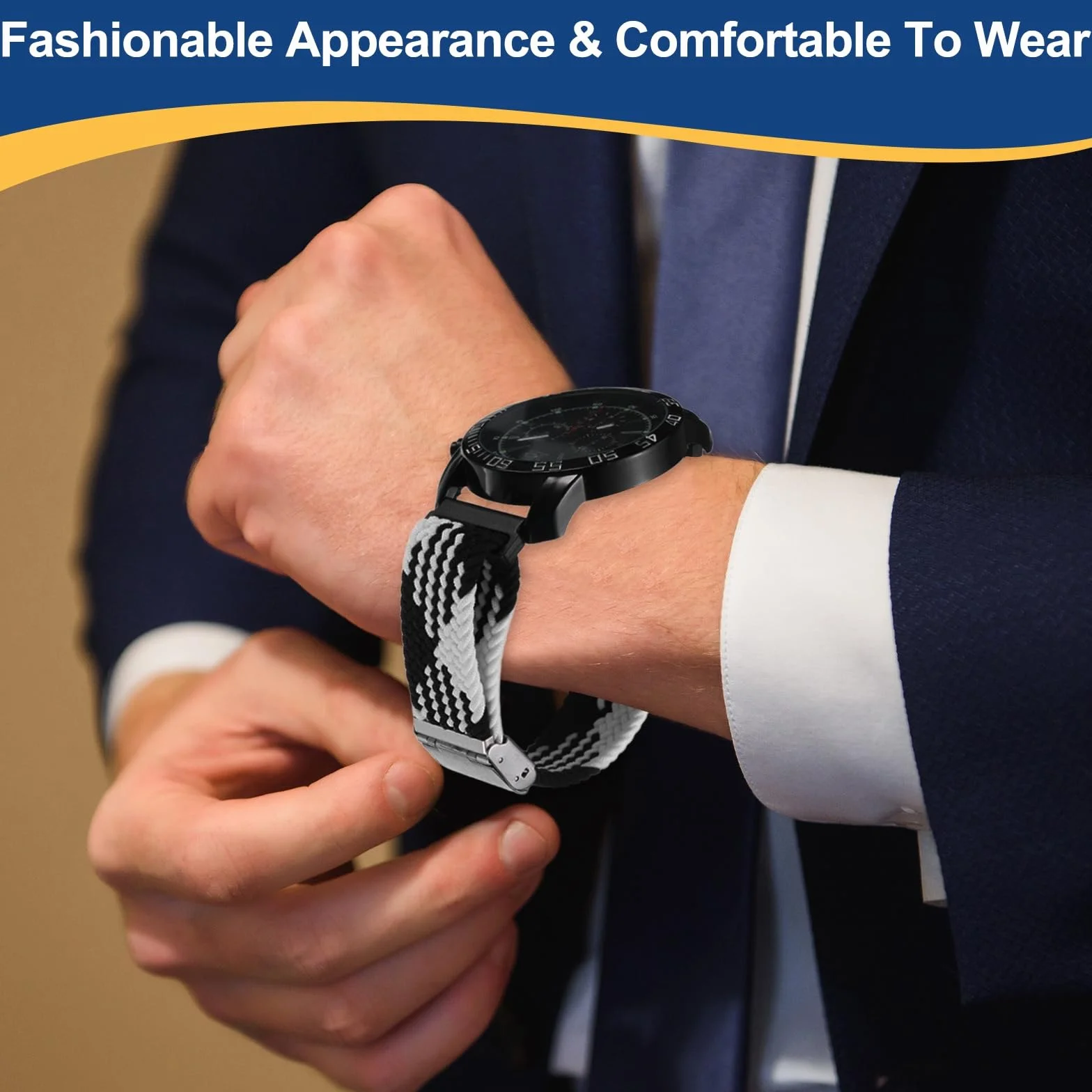 QUARKZMAN Correa de Reloj Nylon Trenzada, Banda Universal Liberación Rápida Cierre con Acero Inoxidable Hebilla Pulsera Repuesto Casual Accesorio Suave para Mujer Hombre