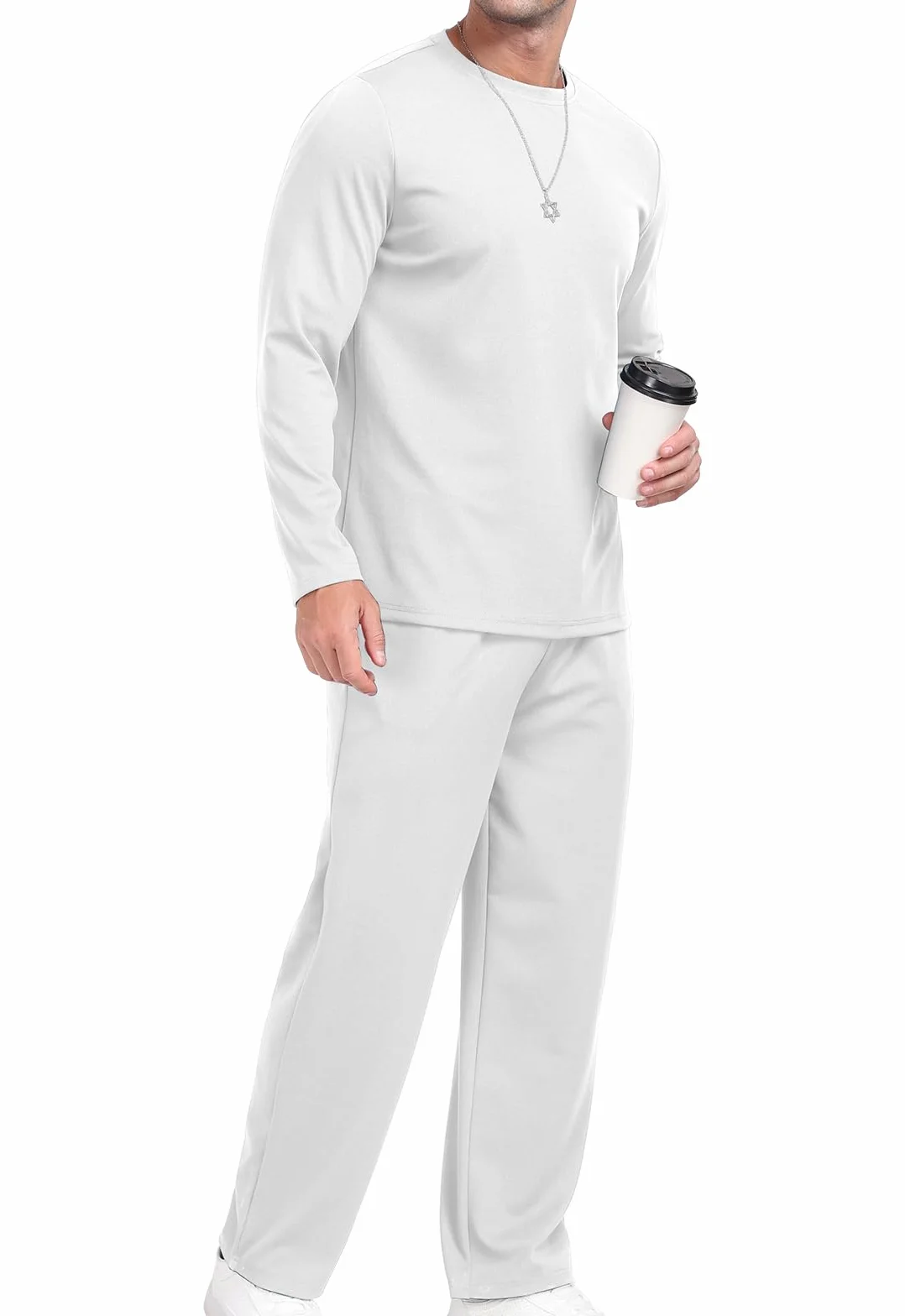 KUYIGO Conjunto deportivo de 2 piezas con cuello redondo para hombre, sudadera y pantalones deportivos, camiseta deportiva informal para hombre, tallas S-XXL