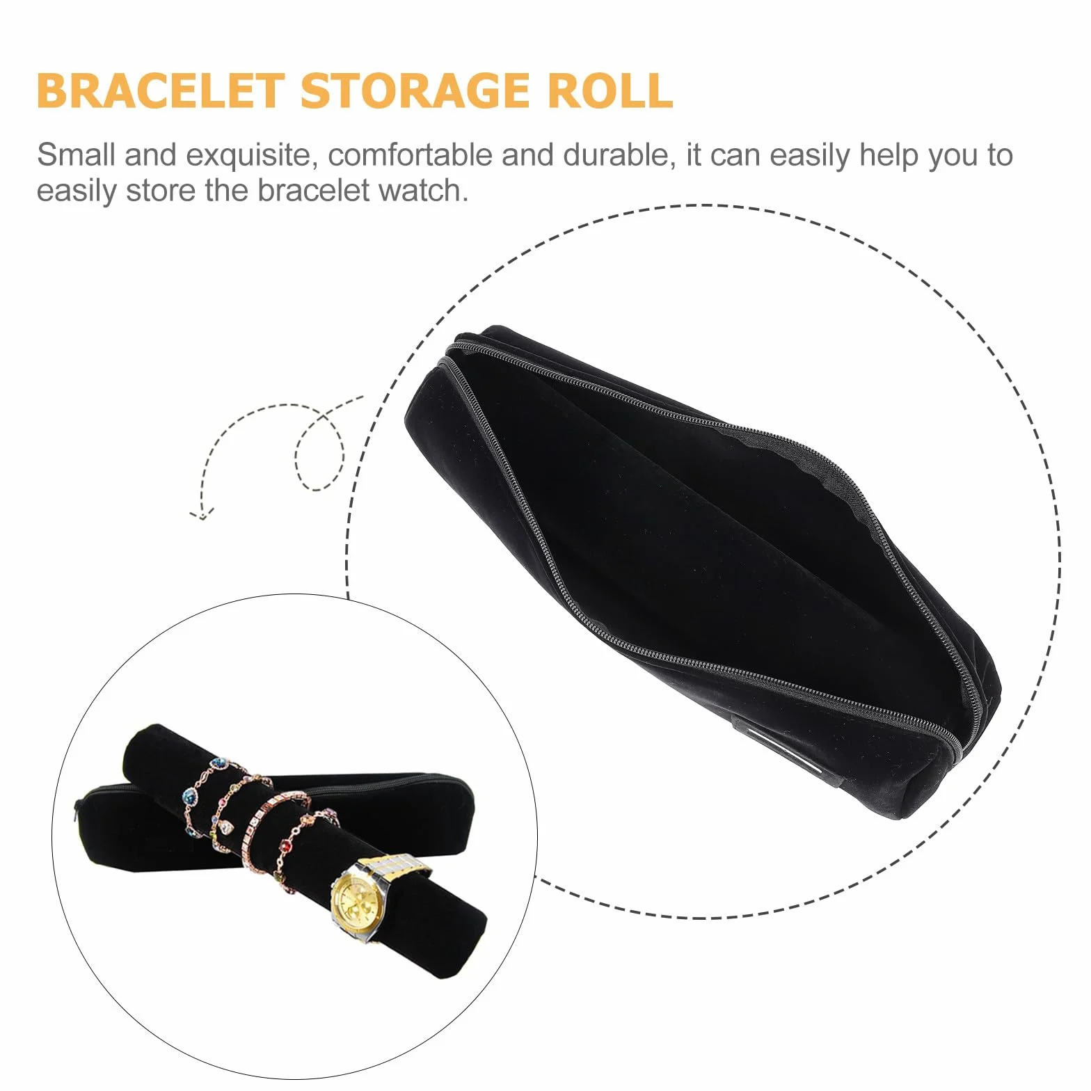 Alipis Rollo de Joyas Negro de Tela Ligera y Cómodo para Pulseras y Relojes, Estuche Portátil Adecuado para Viajes y Tiendas de Joyería Diseño Delicado y Elegante
