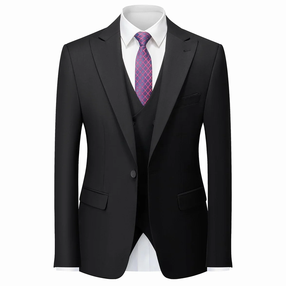 MODFUL Traje de hombre de 3 piezas, corte ajustado, con un botón, chaleco de boda