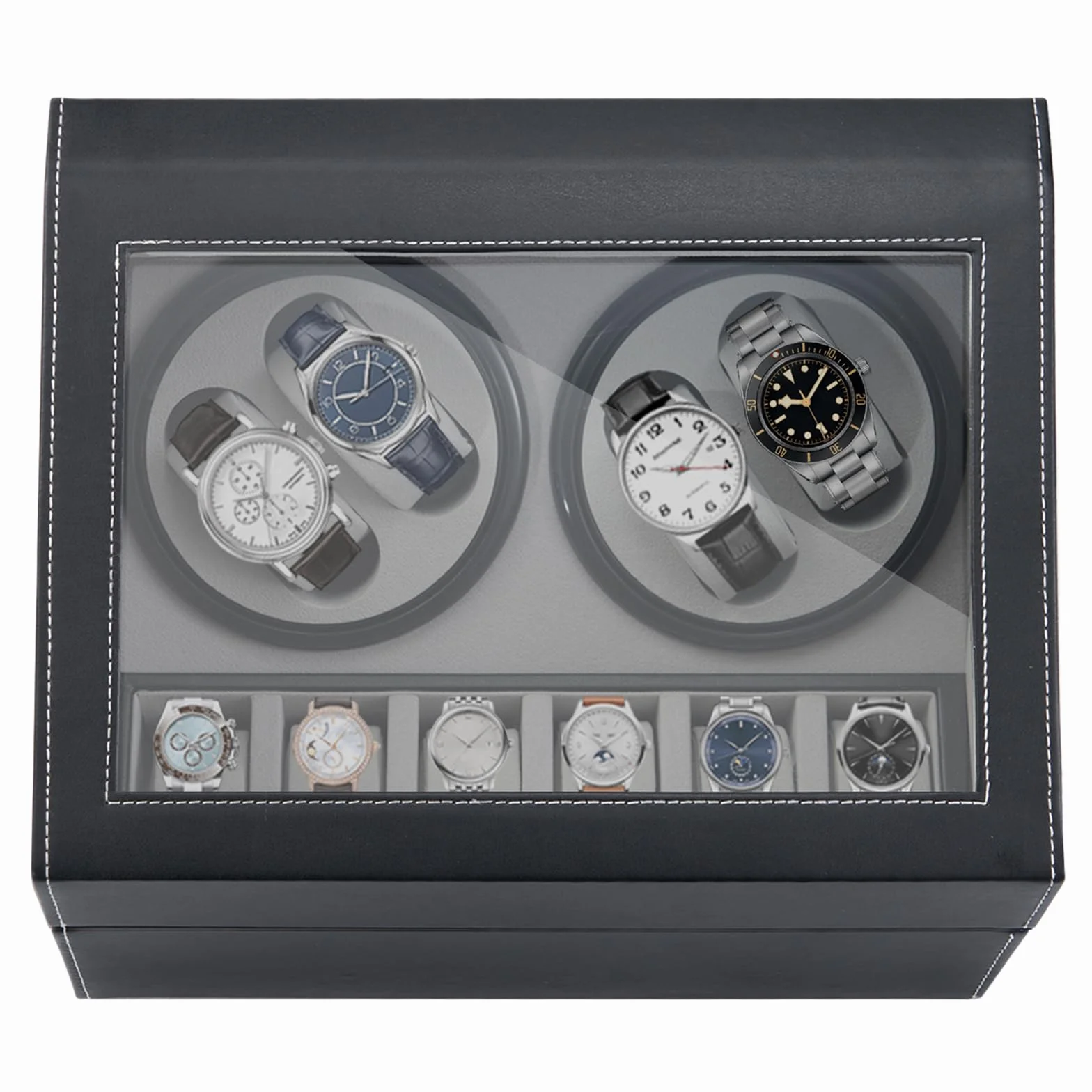 Caja de Carga Automática Ultra Silenciosa para Relojes de Lujo 4 Relojes de Pulsera Mecánicos