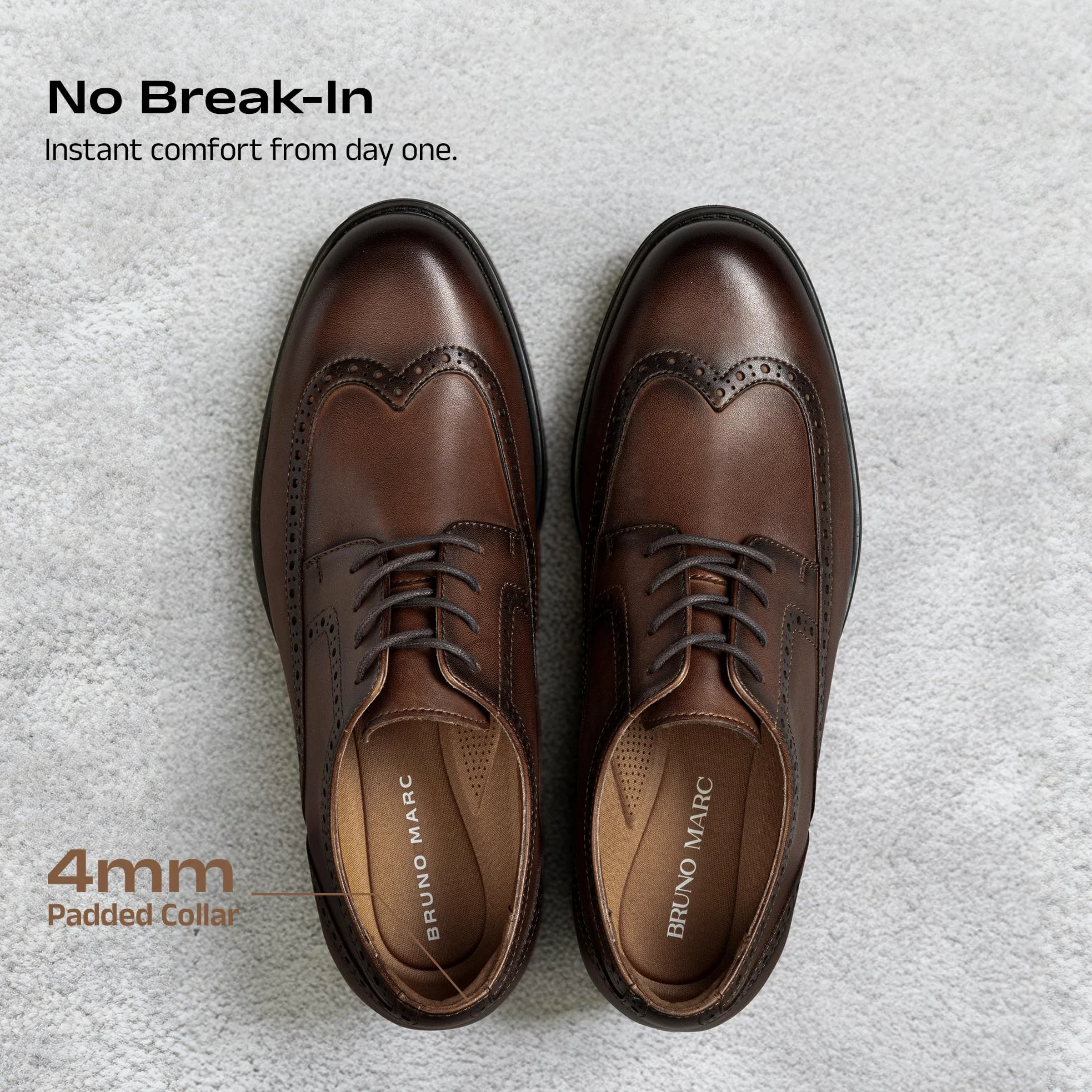 Bruno Marc Zapatos Hombre Cuero Cordones Clásico Brogue | Oxfords Cuero Clásicos, ReserveCush Tecnología, Acolchado Reflexivo, Construidos Durar, Elegancia Versátil