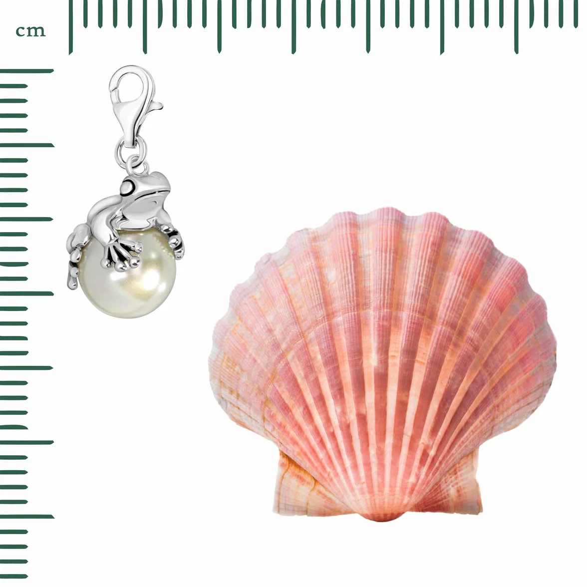 Quiges Charm con Cierre Rana en Perla Plateado Abalorios Joyería