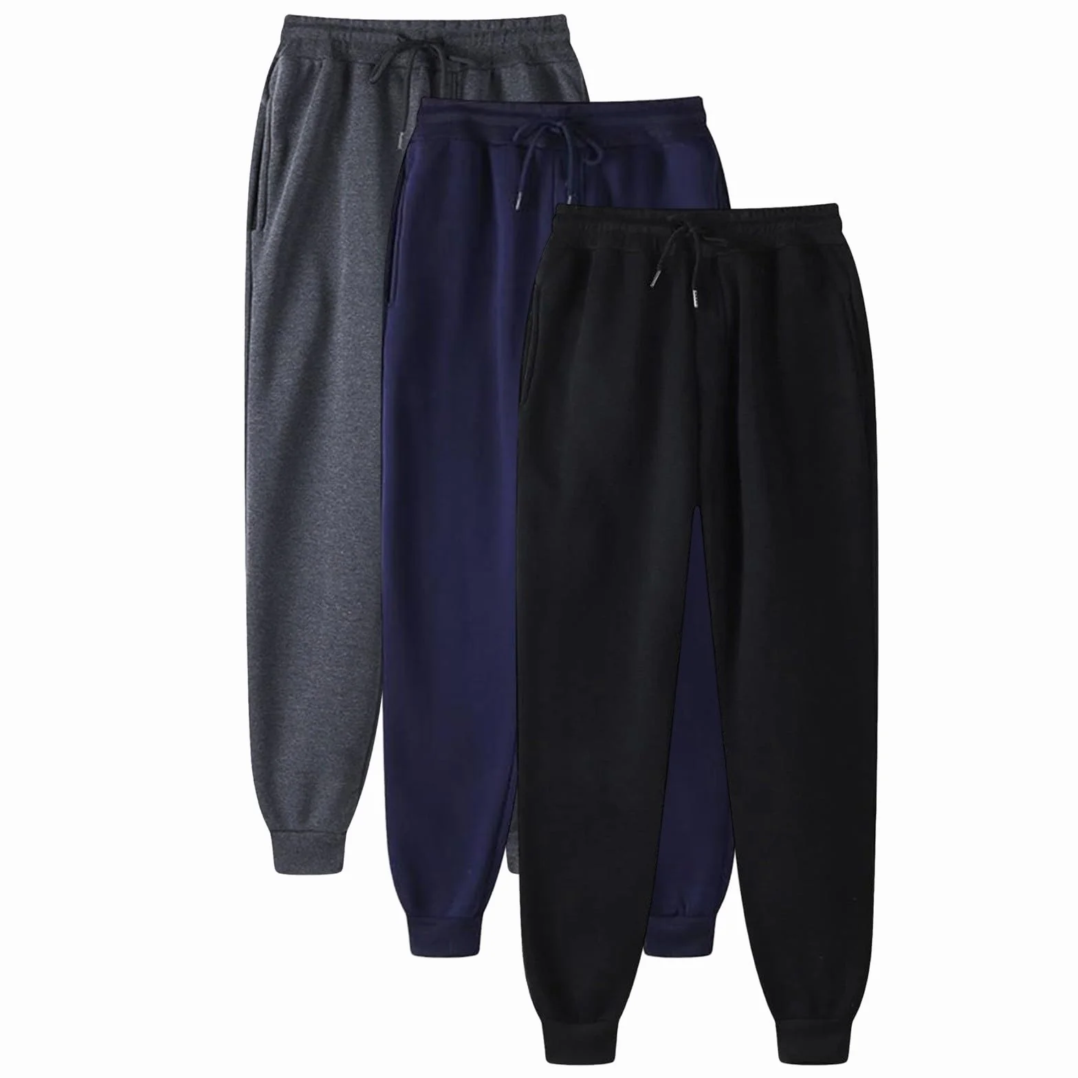 Pantalones deportivos clásicos con puños para hombre, cintura elástica, estilo casual, color sólido, con cordón, para senderismo, correr, pantalones holgados con bolsillos, para viajes, al aire libre