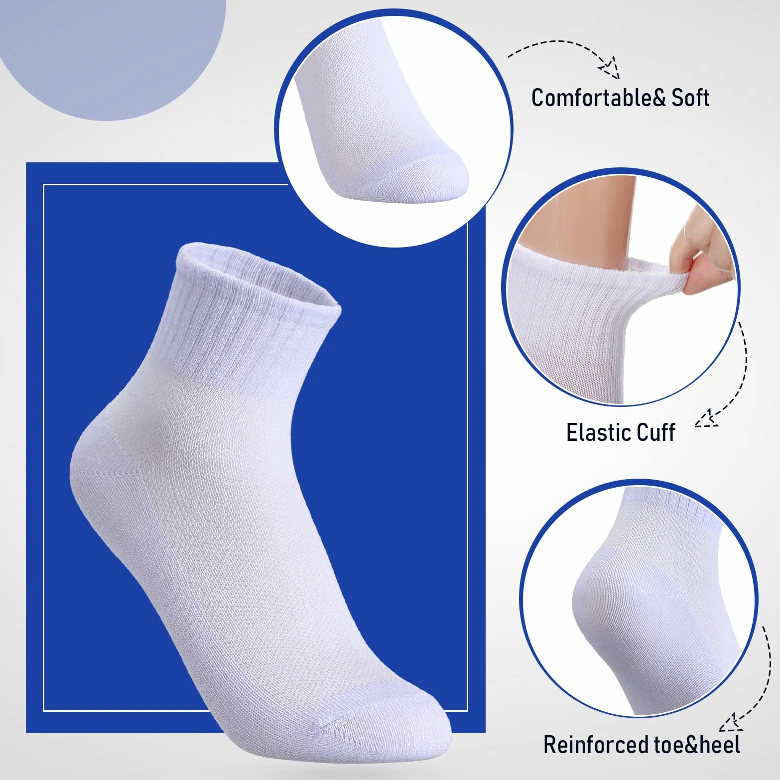 Ramede 100 pares de calcetines para niños acolchados al tobillo suaves y acanalados para niñas