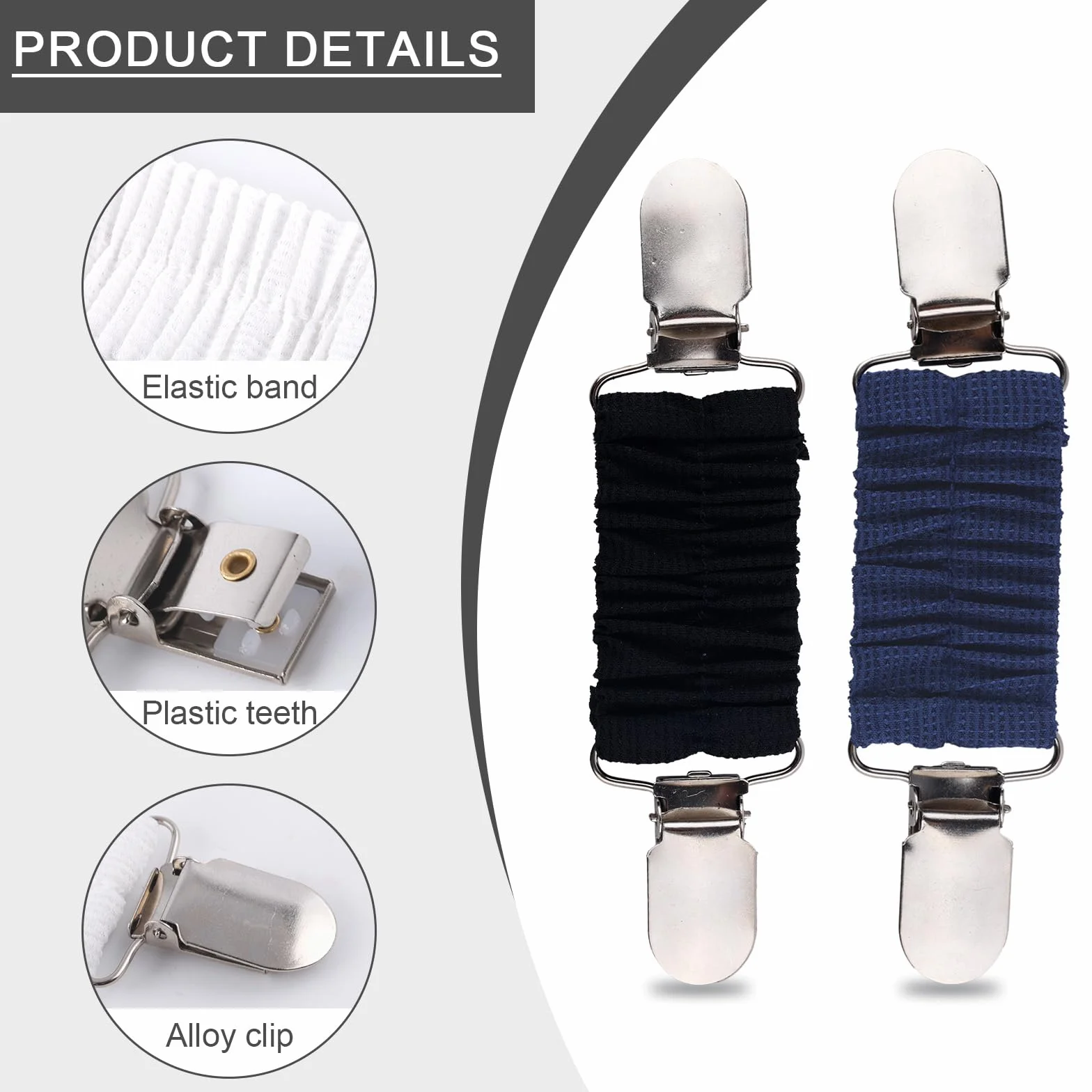 Mikovivi 4uds Pinzas para Vestido con Cincha Trasera, Cinturilla Elástica Ajustable de Poliéster con Clips para Mujer Que Ajusta la Ropa Vestidos y Suéteres Shawls (4 Colores)