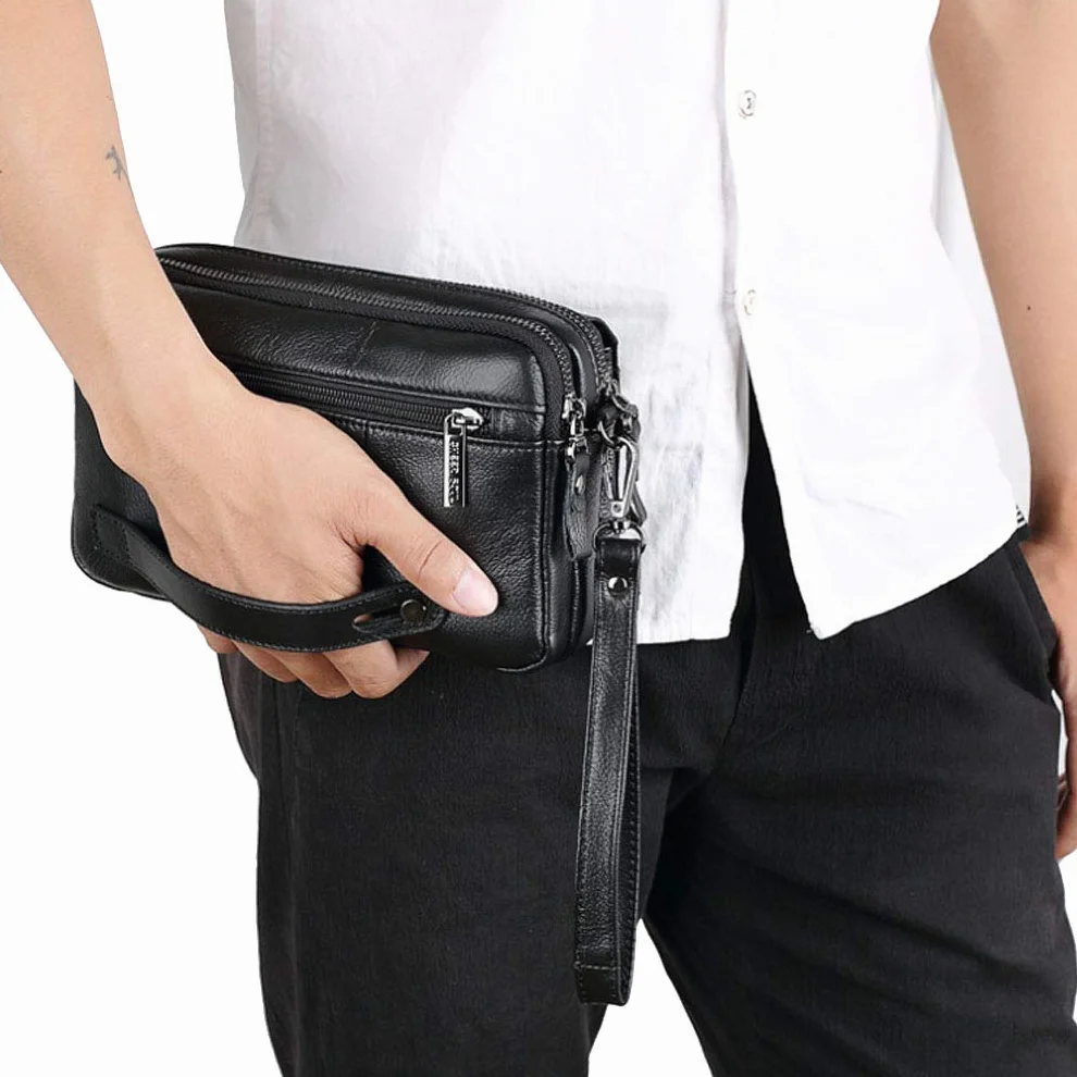 Embrague Monedero Monedero Con Correa De Muñeca Soporte de Teléfono para Hombre Bolso de Muñeca Bolso de Muñeca Negocio de Negocios Compartimientos Múltiples Bolso iPhone X/8/8 Plus