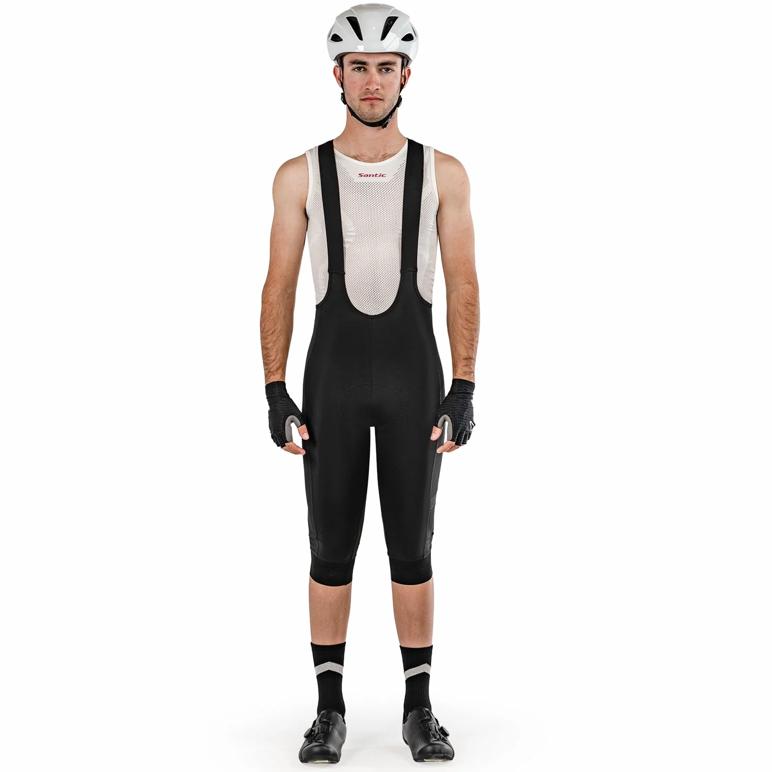 Santic Pantalones de ciclismo para hombre 3/4 de alta elasticidad Bib Shorts