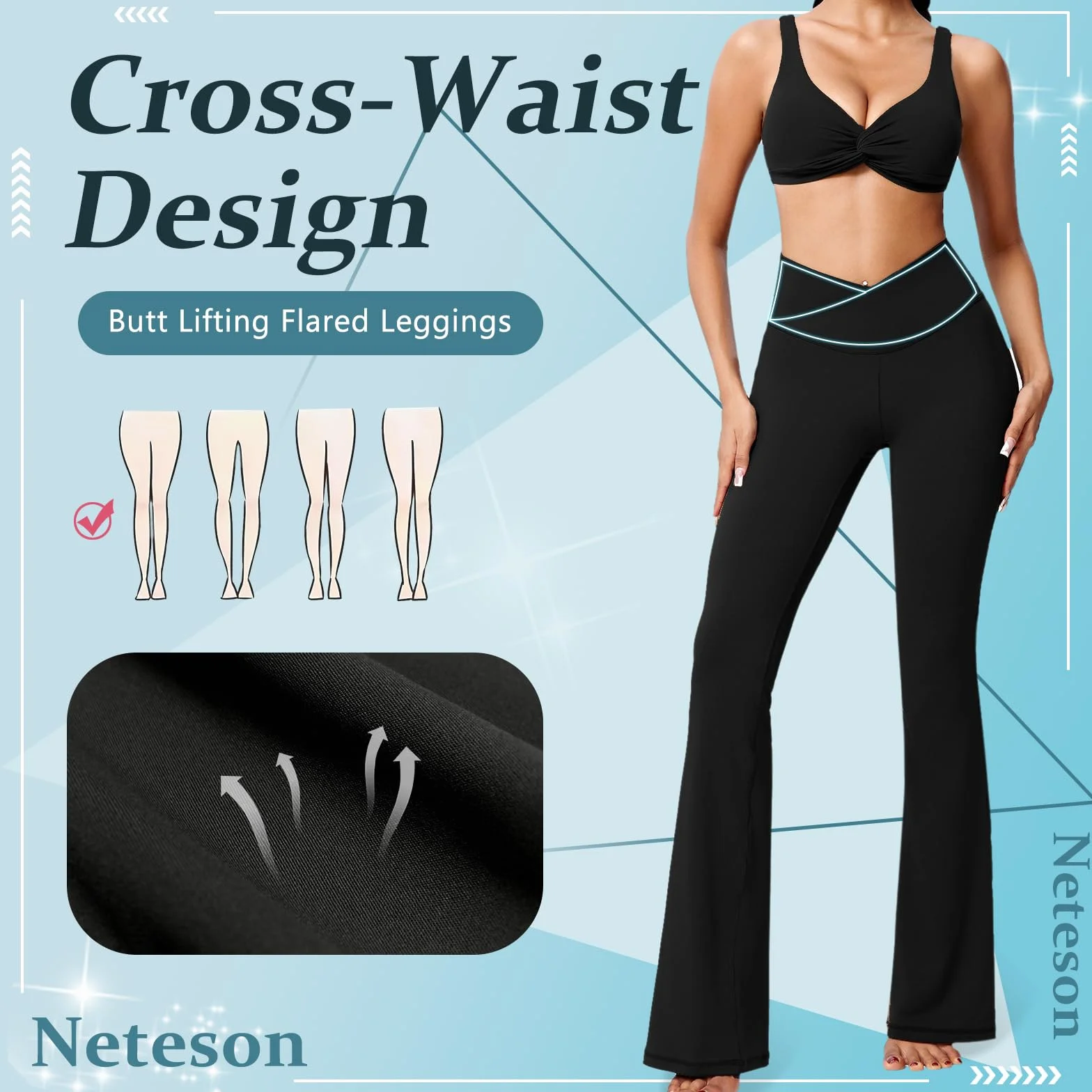 Pantalones Campana Mujer Cintura Alta Mallas Deportivas Push Up Pantalones de Yoga Pants Casual Mujer Elasticos Acampanados Flared Leggins Deportivos Danza Fitness