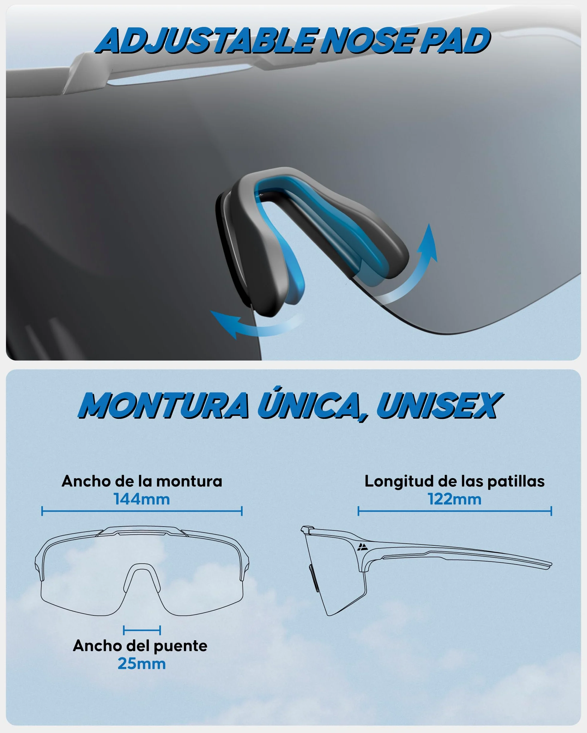 DANISH ENDURANCE TR90 Gafas de Ciclismo, Protección UV, Hombre y Mujer