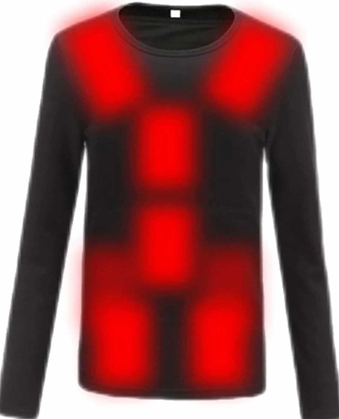 Camisas de Capa Base térmica for Mujer, Manga Larga con Carga USB Superior con Interruptor de Tres Controles (sin batería) (Color : Black, Size : L/Large)
