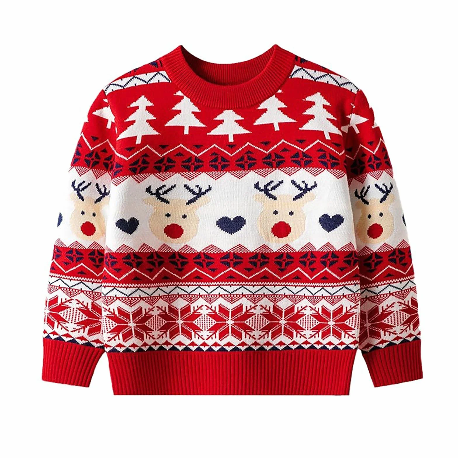 Jersey Navideño Niño Suéter Navidad Sudadera Invierno Niña Copos de Nieve y Reno Prendas de Punto Jersey Navideño Niña Ropa Navidad Bebe Pullover Cálido