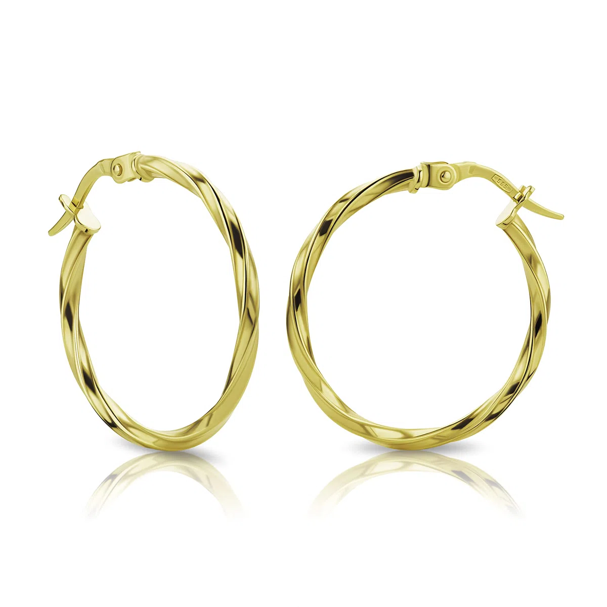 Orovi Pendientes de aro trenzados de oro amarillo 585 de 14 ct